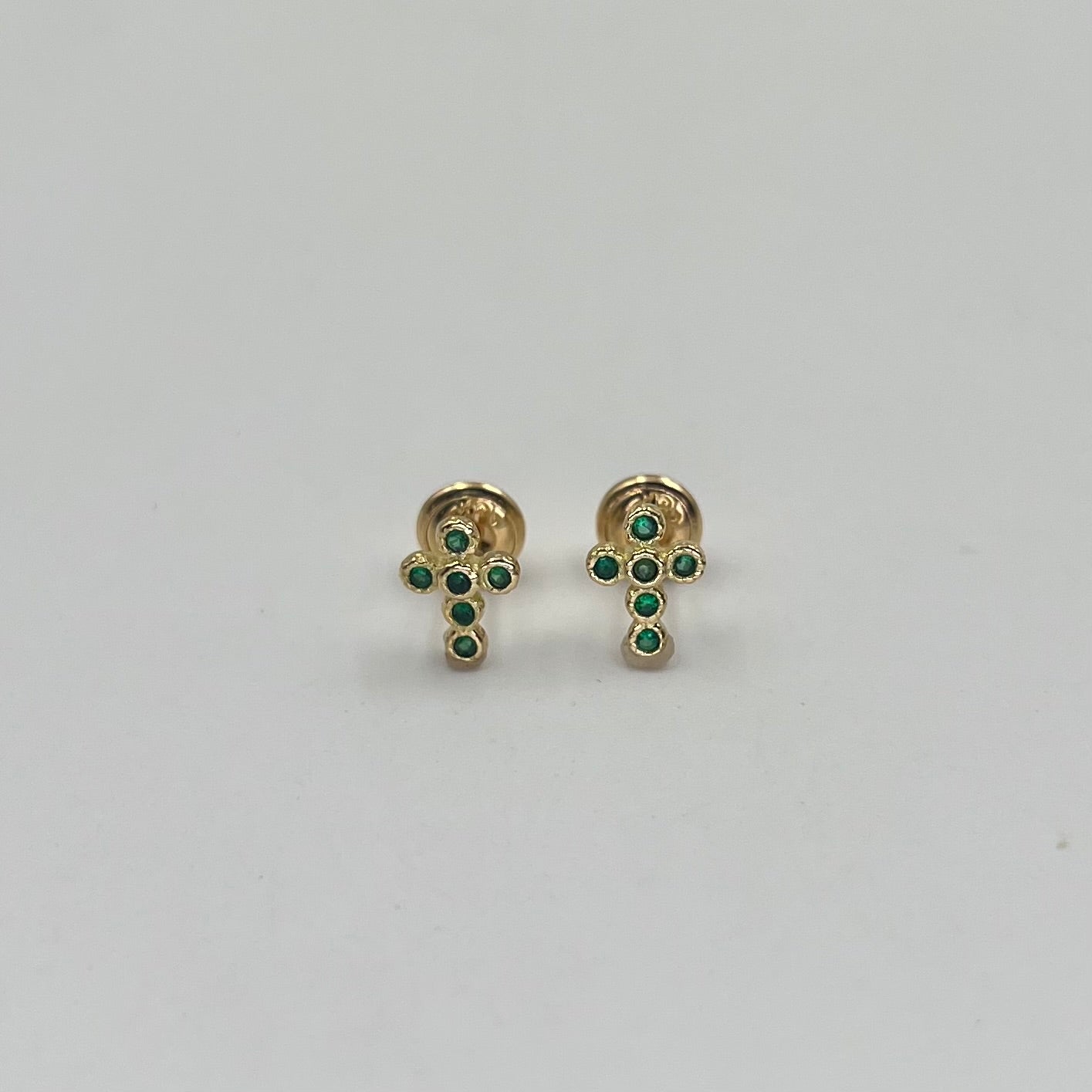 TOPOS CRUZ CIRCON VERDE  ORO AMARILLO 18K 0,91 GR / 2 MM