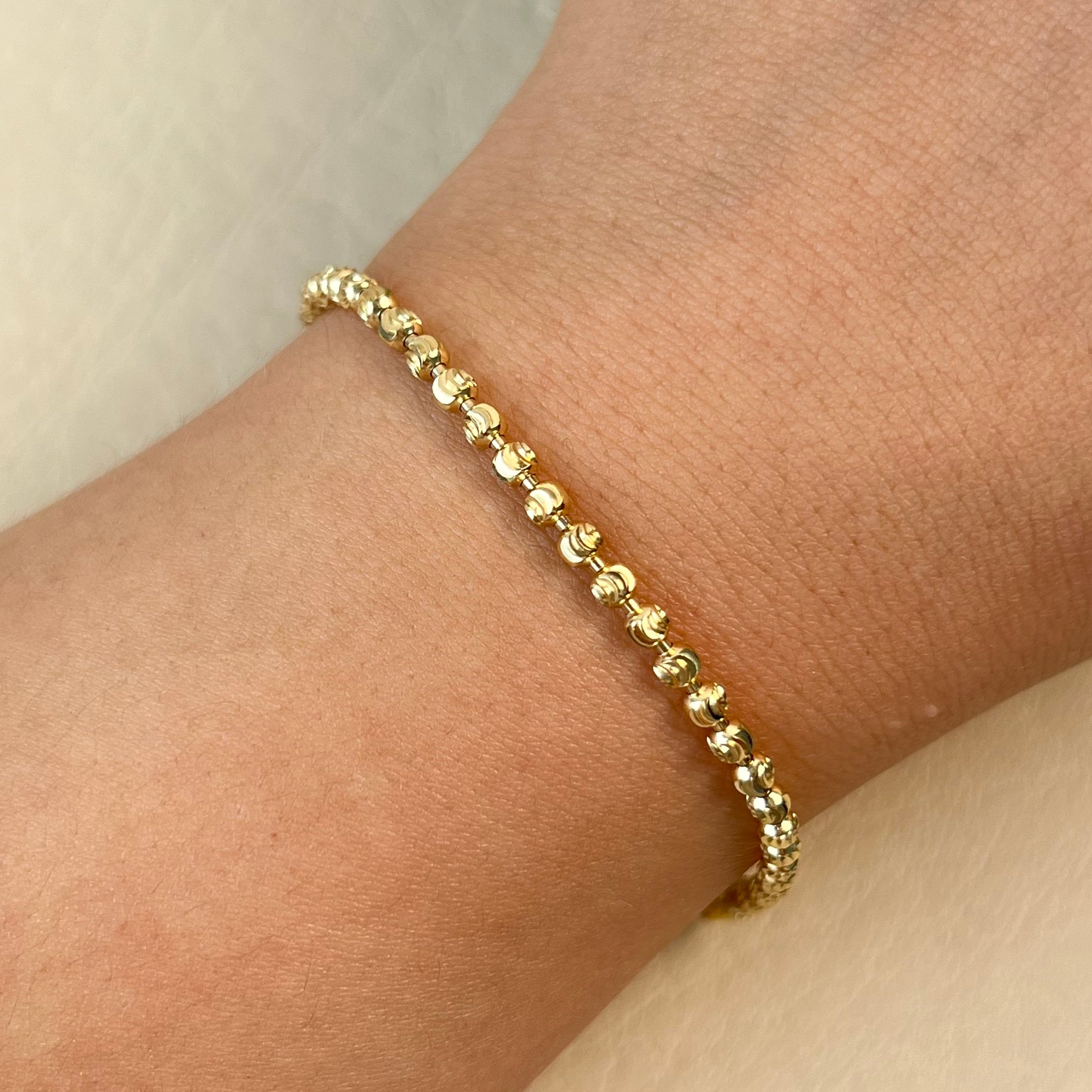 PULSO MILITAR DIAMANTADO ORO AMARILLO 18K +2 / 6,75 GR / 3 MM / 19 CM