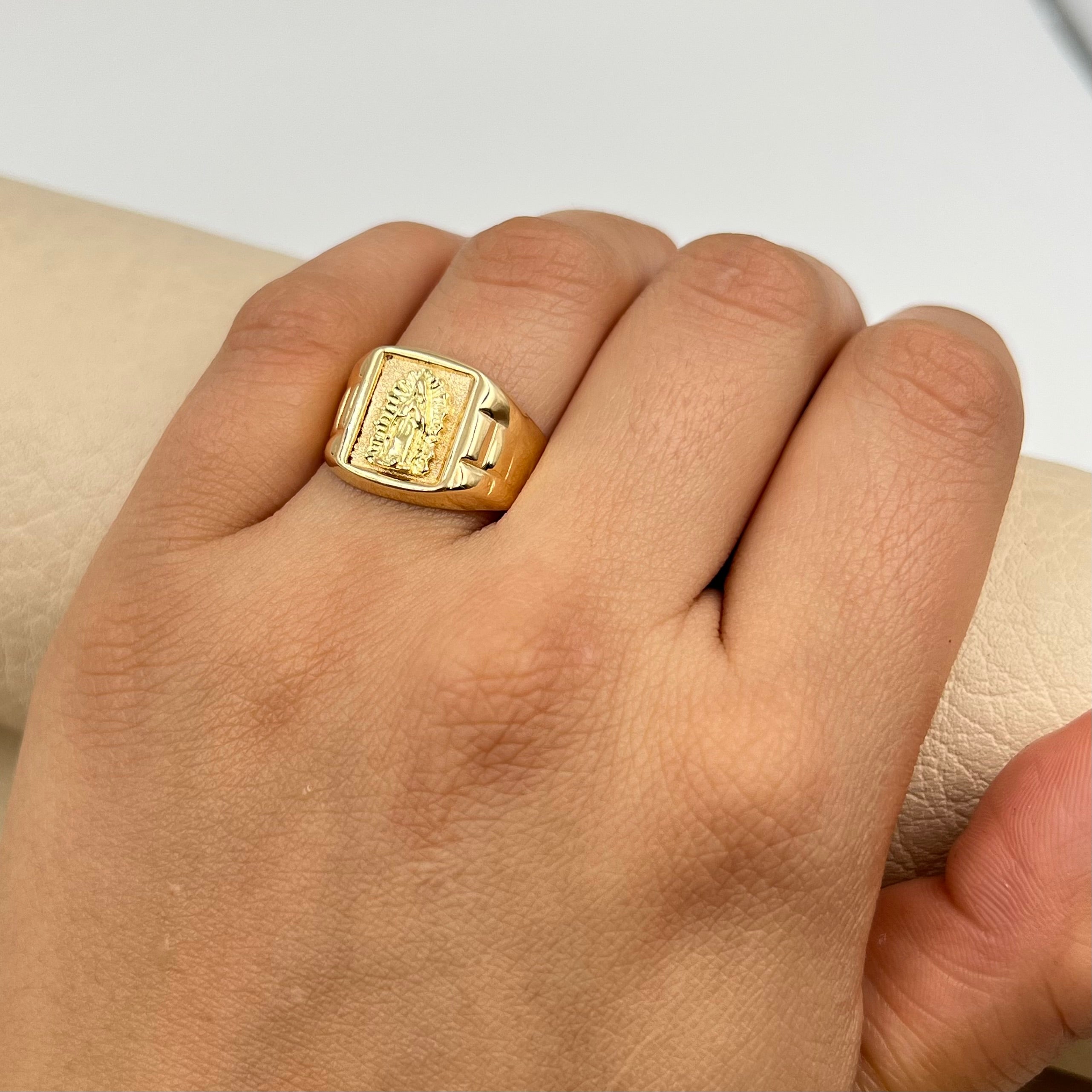 ANILLO VIRGEN GUADALUPE ORO AMARILLO 18K / TALLA 9 / 3,14 GR / 19 MM