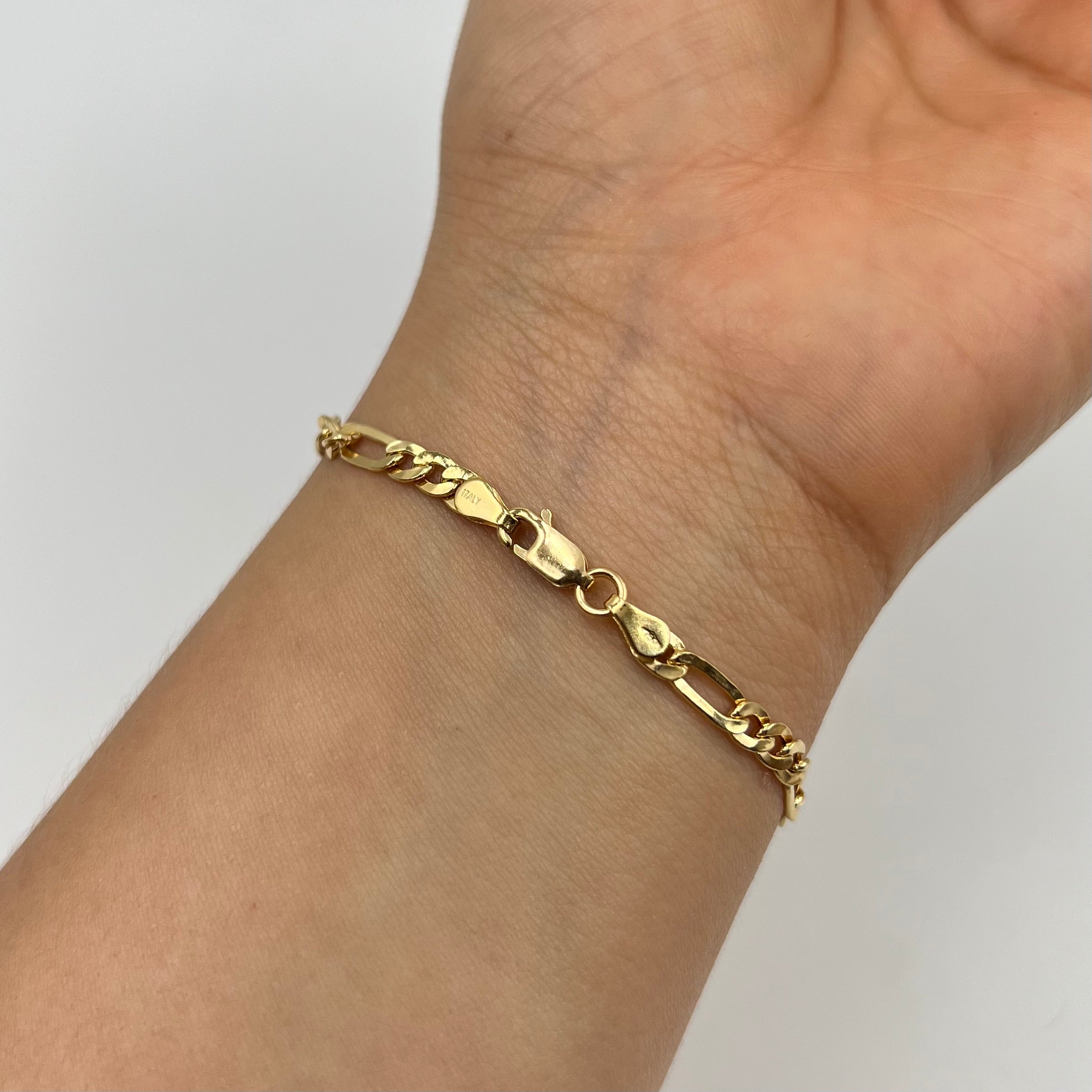 PULSO ITALY FIGARO ORO AMARILLO 18K +3 / 3,54 GR / 3,9 MM / 18,5 CM