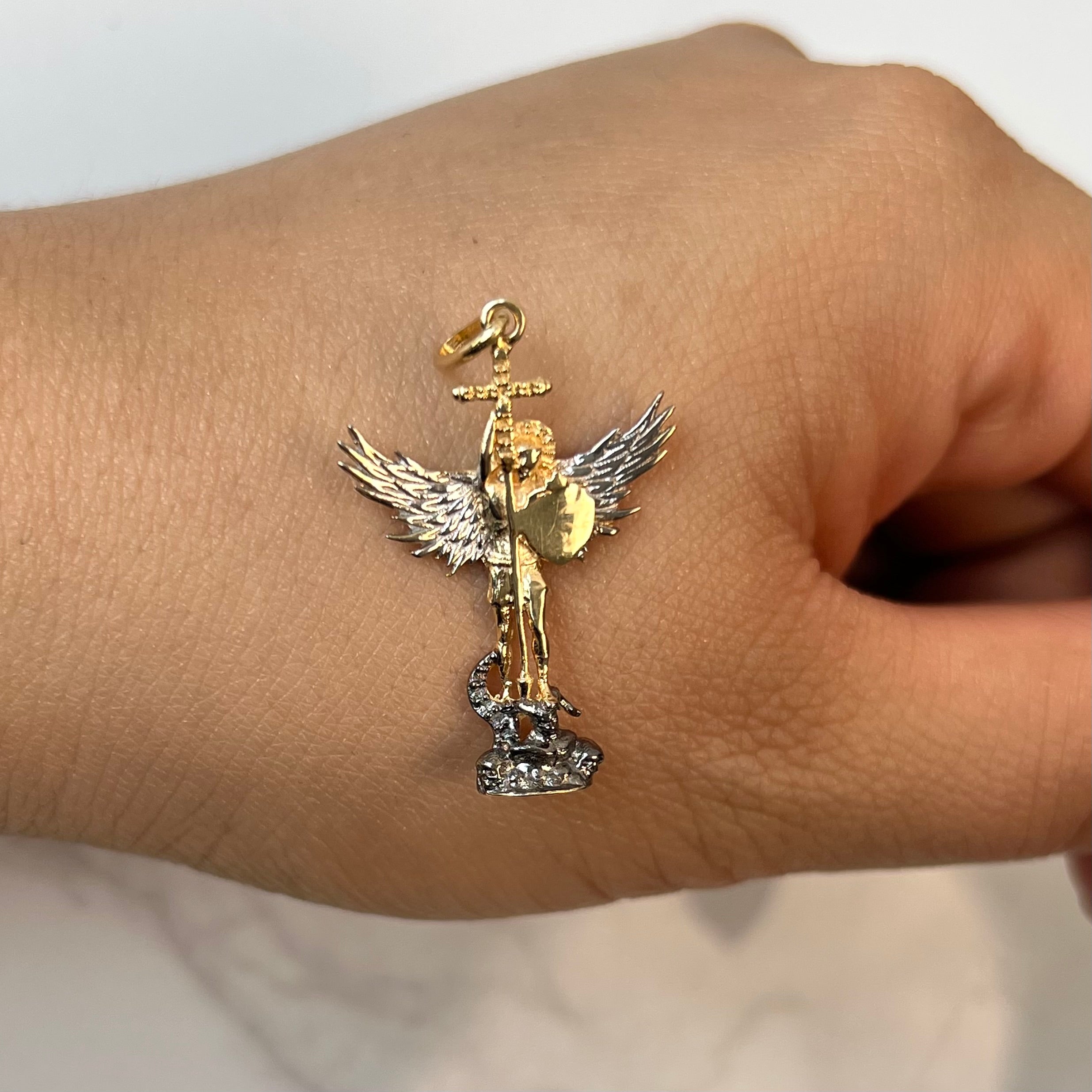 DIJE SAN MIGUEL ARCANGEL  ORO AMARILLO 18K 2,75 GR / 20 MM / 3 CM
