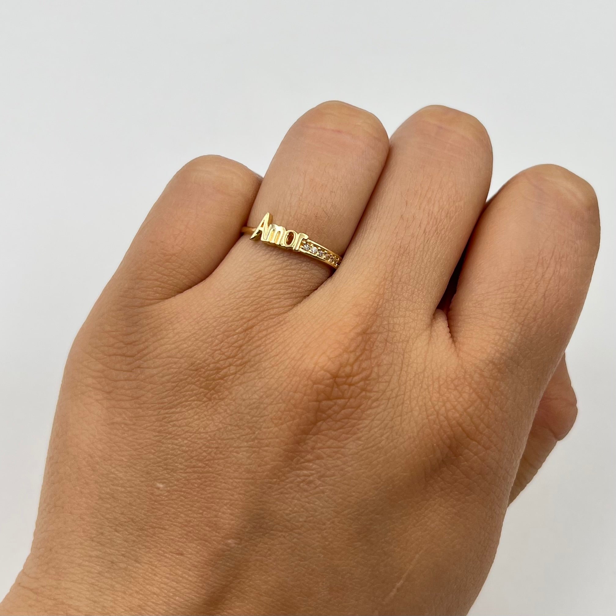 ANILLO AMOR CON CIRCONES  ORO AMARILLO 18K / TALLA 4/5 / 1,25 GR / 3 MM