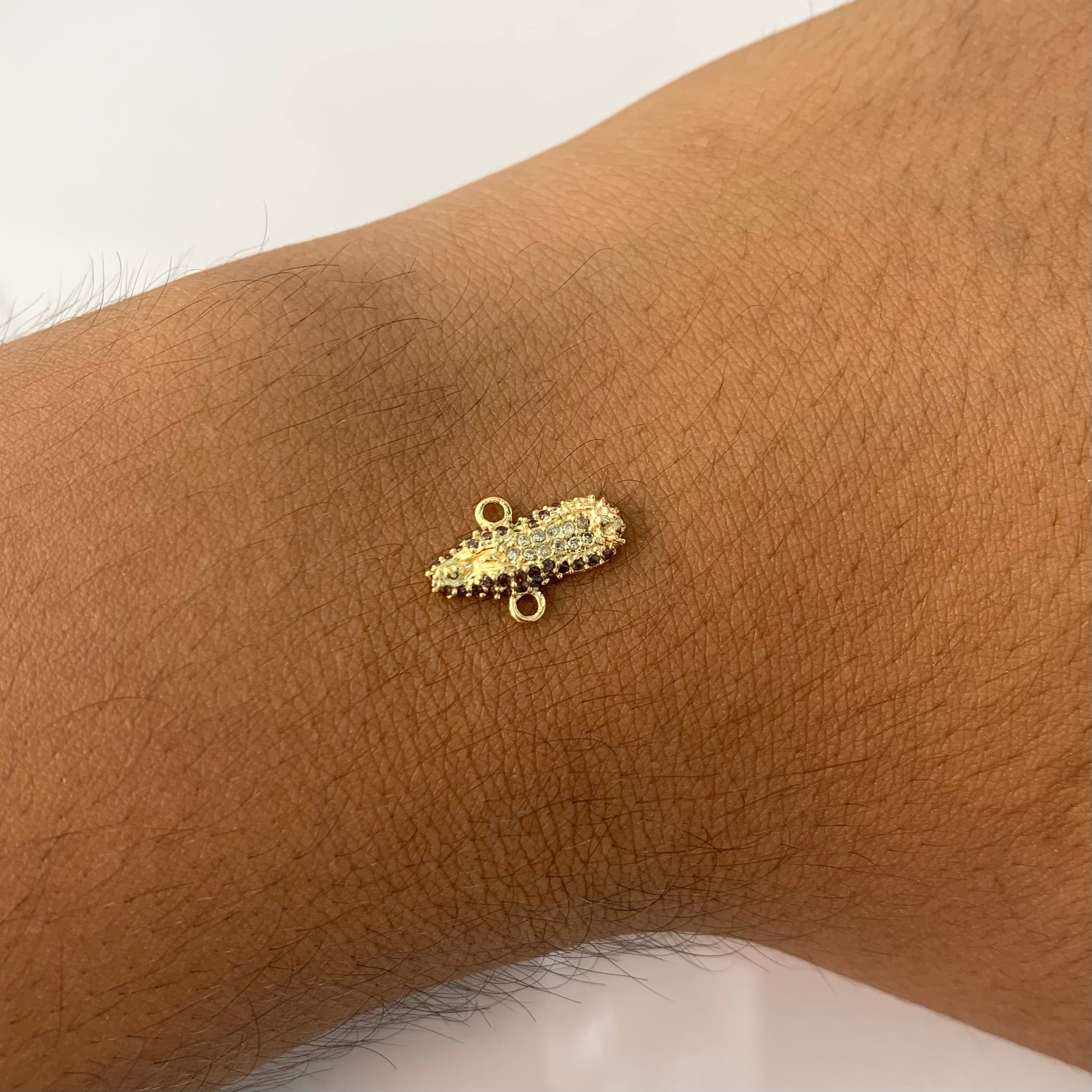 HERRAJE VIRGEN GUADALUPE / CIRCONES CAFE - BLANCO ORO AMARILLO 18K 1,1 GR / 1,5 CM