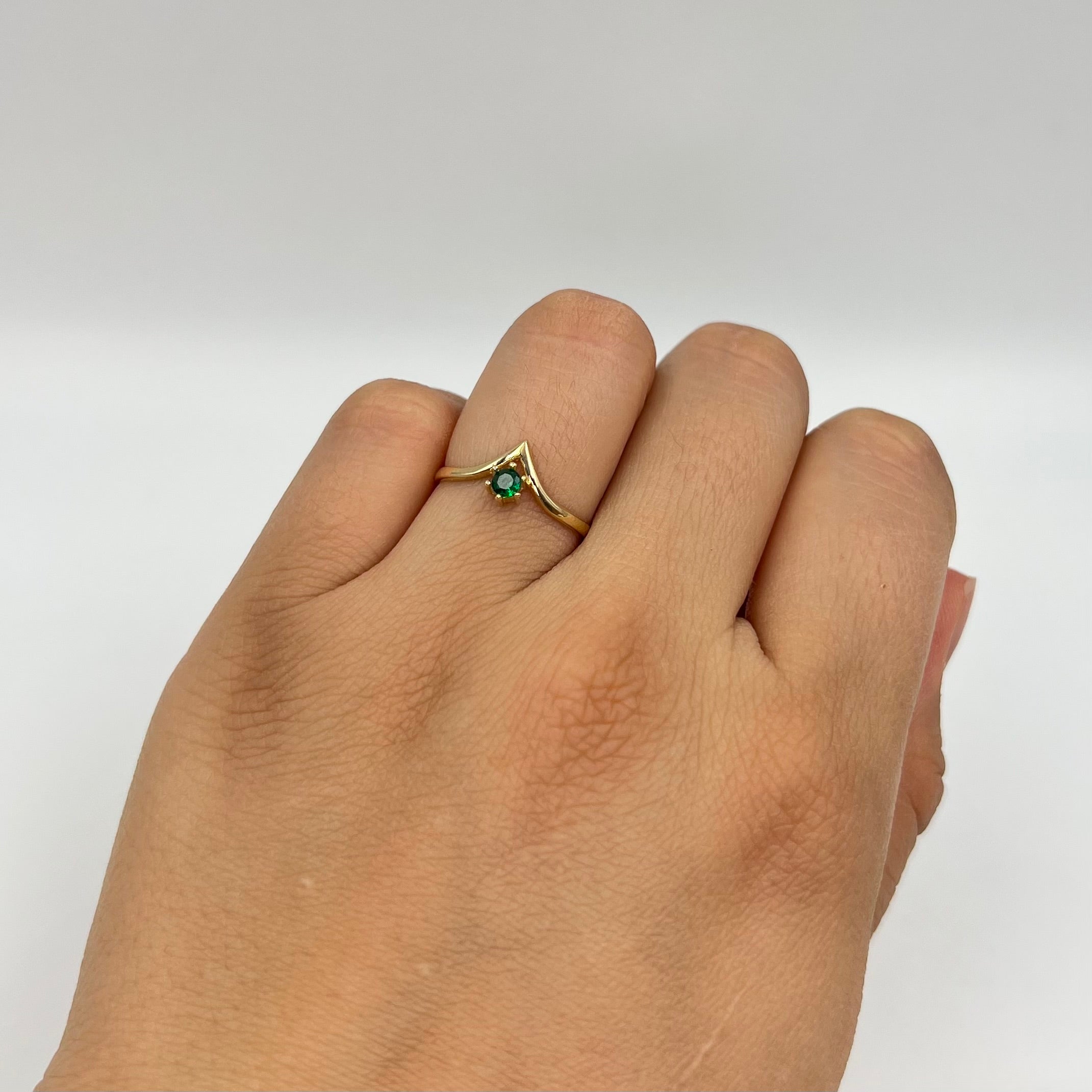 ANILLO SOLITARIO CIRCON VERDE ORO AMARILLO 18K / TALLA 5 / 1,14 GR / 1,9 MM