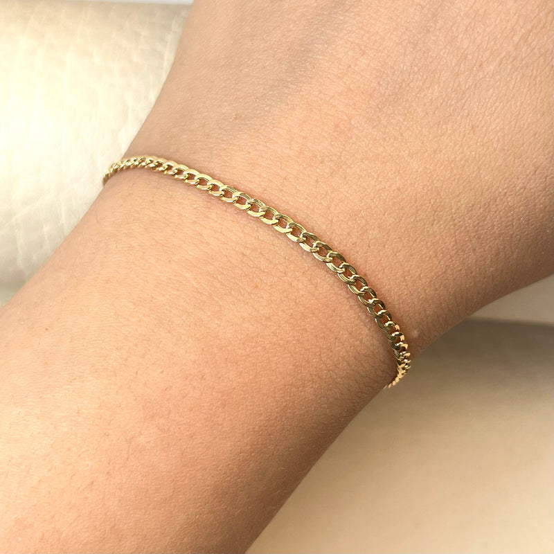 PULSO ITALY MINI CUBANO  ORO AMARILLO 18K +3 / 2,11 GR / 3 MM / 19,5 CM