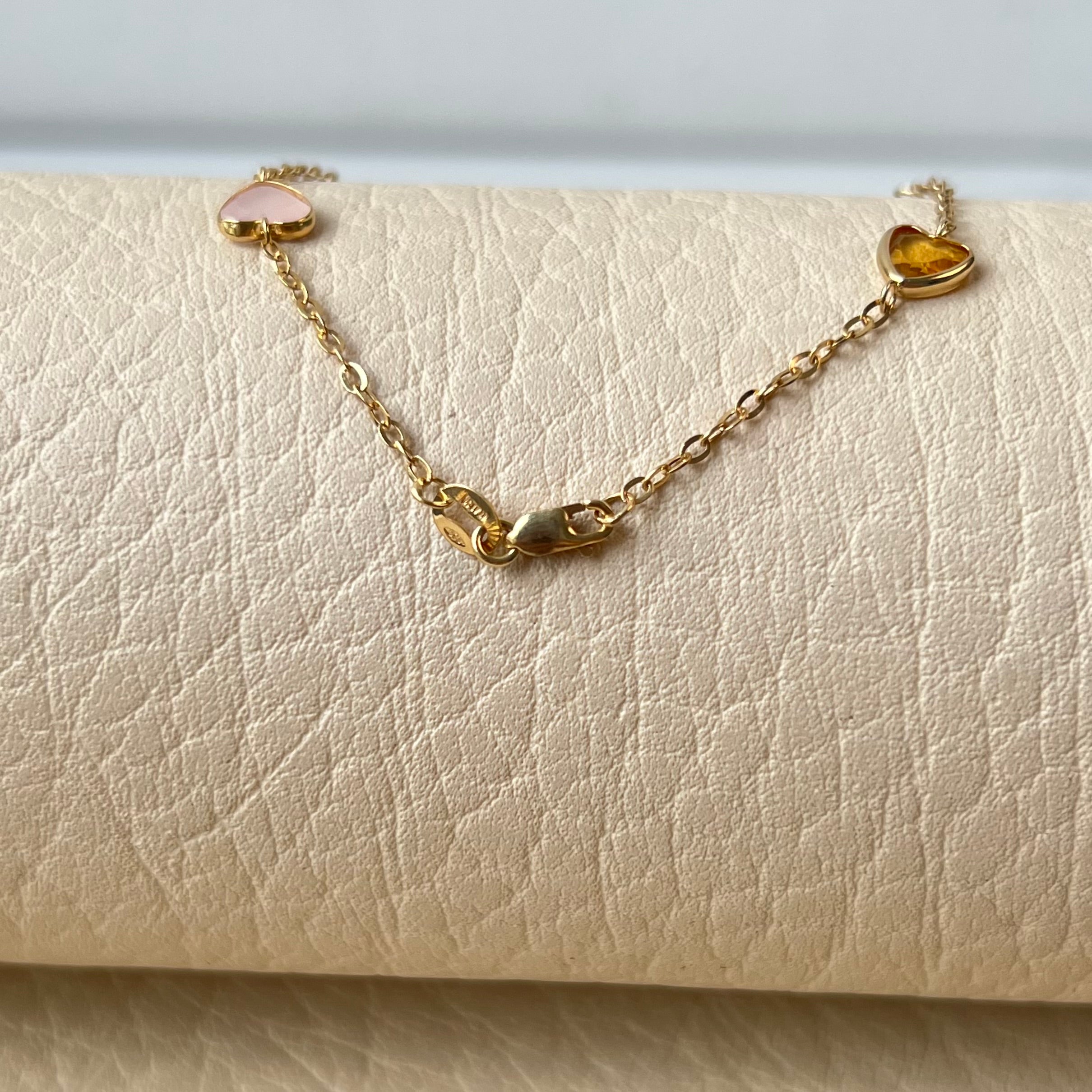 PULSO ITALY ROLL ON DIJE MARIPOSA Y CORAZON ORO AMARILLO 18K +4 / 1,22 GR / 1,4 MM / 19 CM