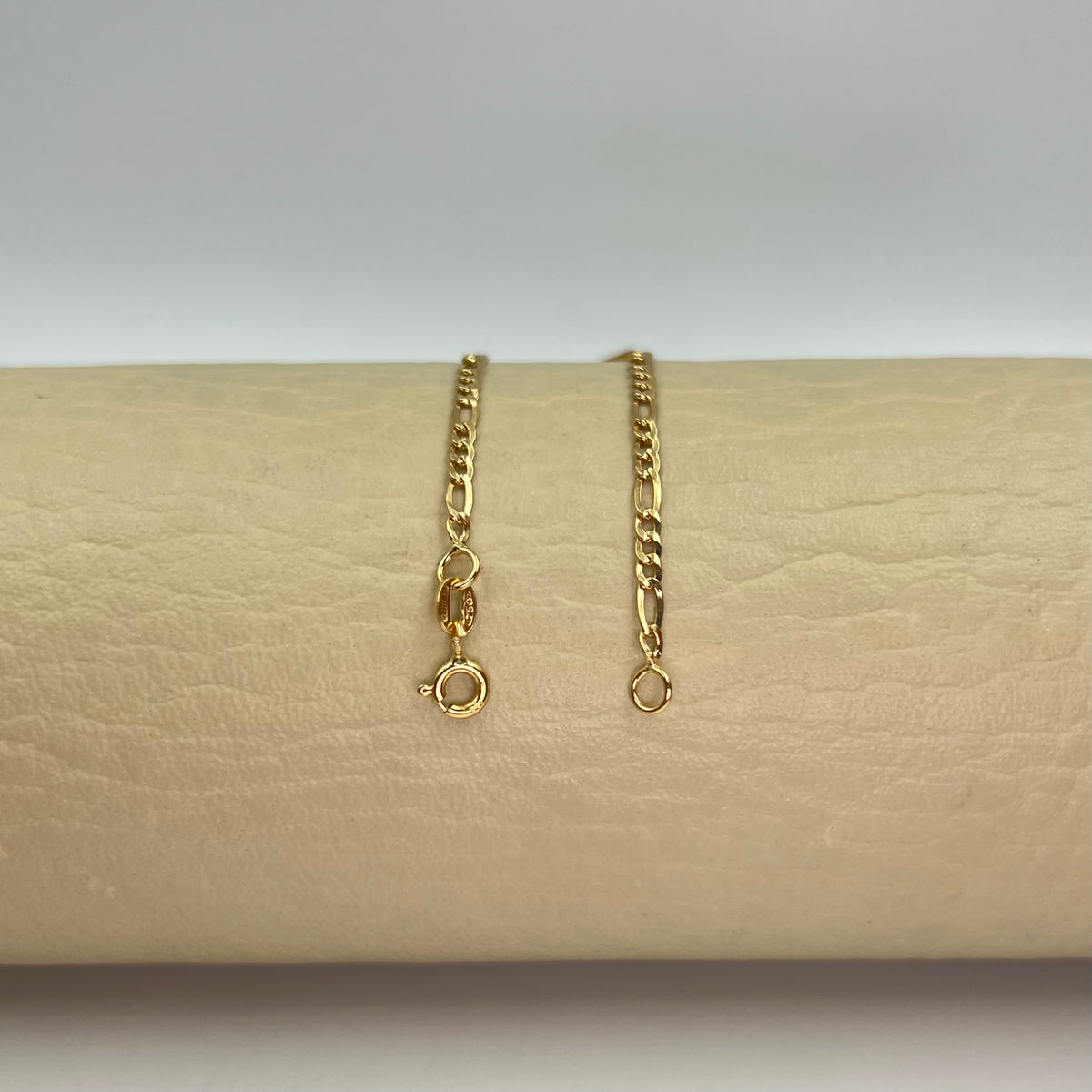PULSO BEBÉ ITALY PLACA TEJIDO FIGARO  ORO AMARILLO 18K +3 / 2,12 GR / 2,4 MM / 15,5 CM