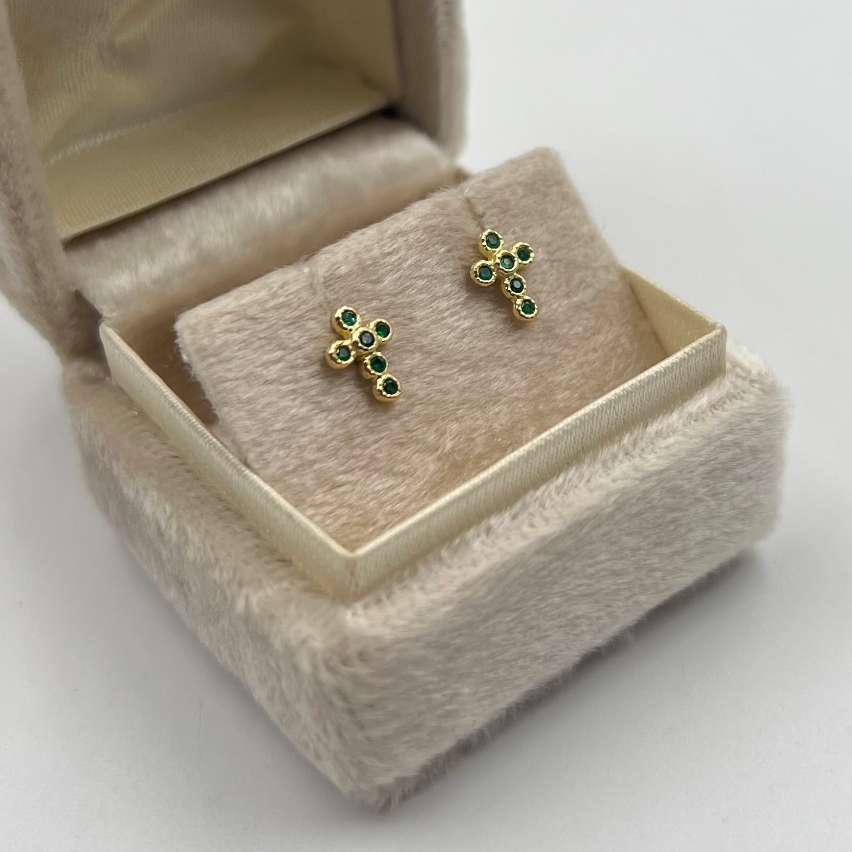 TOPOS CRUZ CIRCON VERDE  ORO AMARILLO 18K 0,91 GR / 2 MM