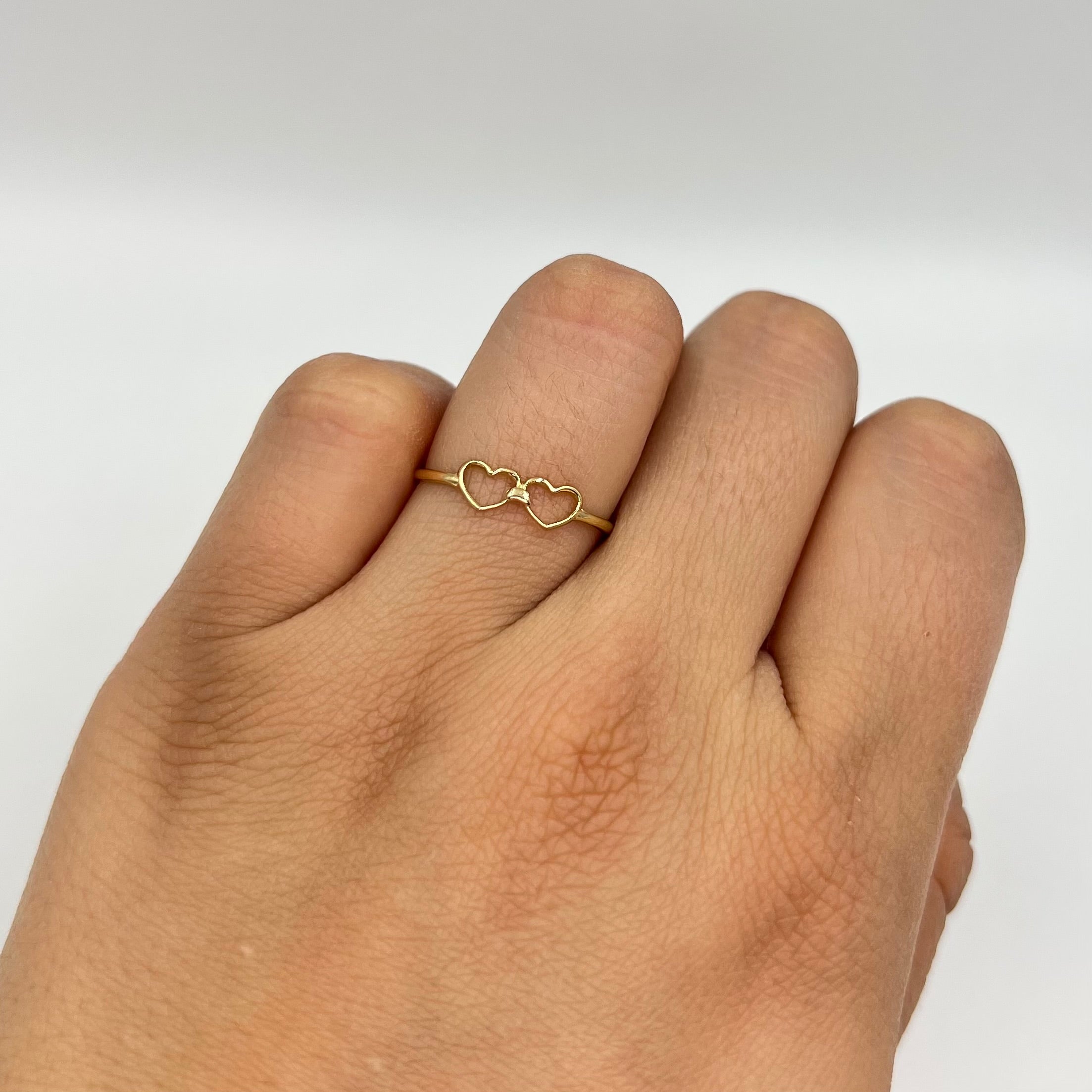 ANILLO CORAZON DOBLE ORO AMARILLO 18K / TALLA 6 / 0,68 GR / 1,2 MM