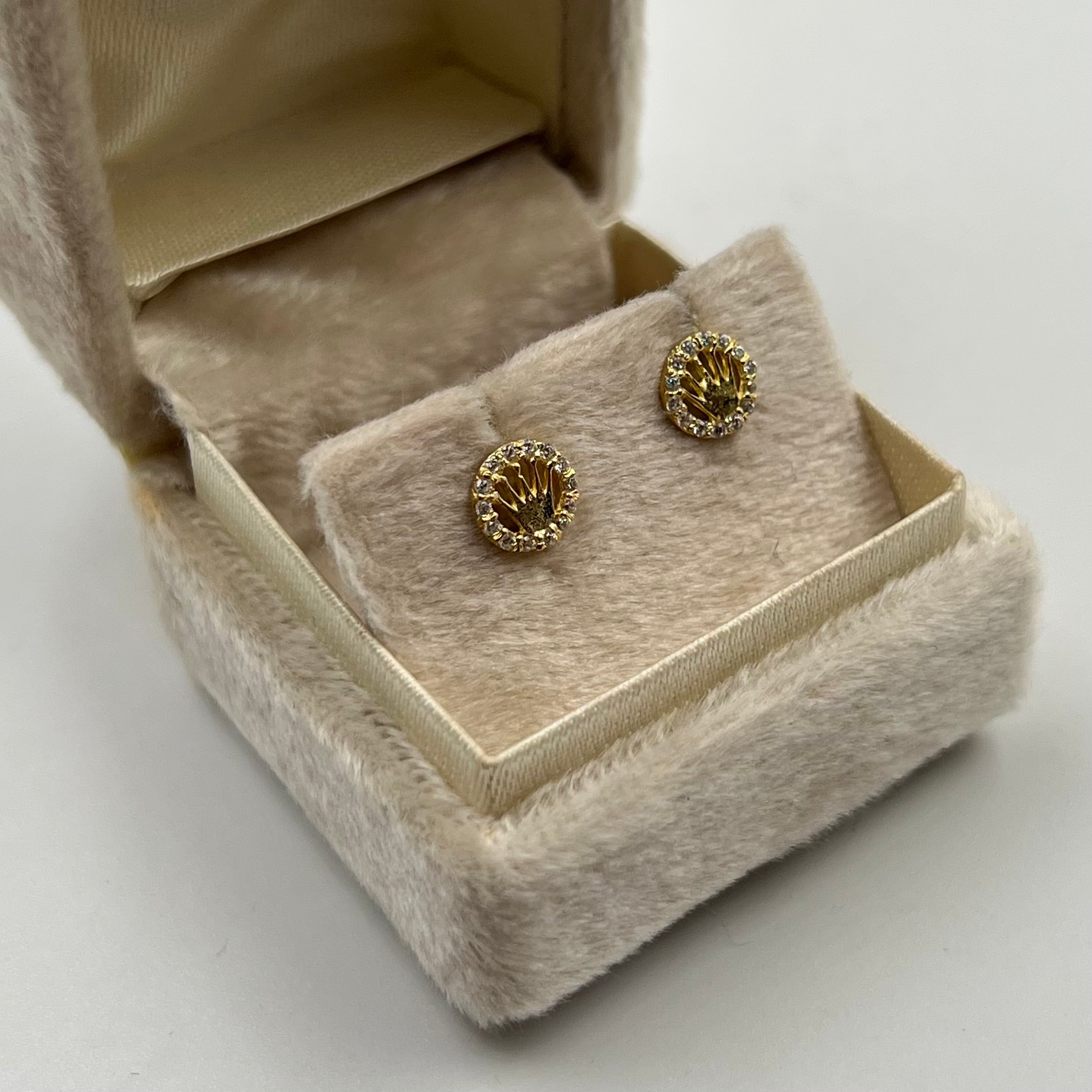 TOPOS RX CON  CIRCONES BLANCO  ORO AMARILLO 18K 1 GR / 6 MM