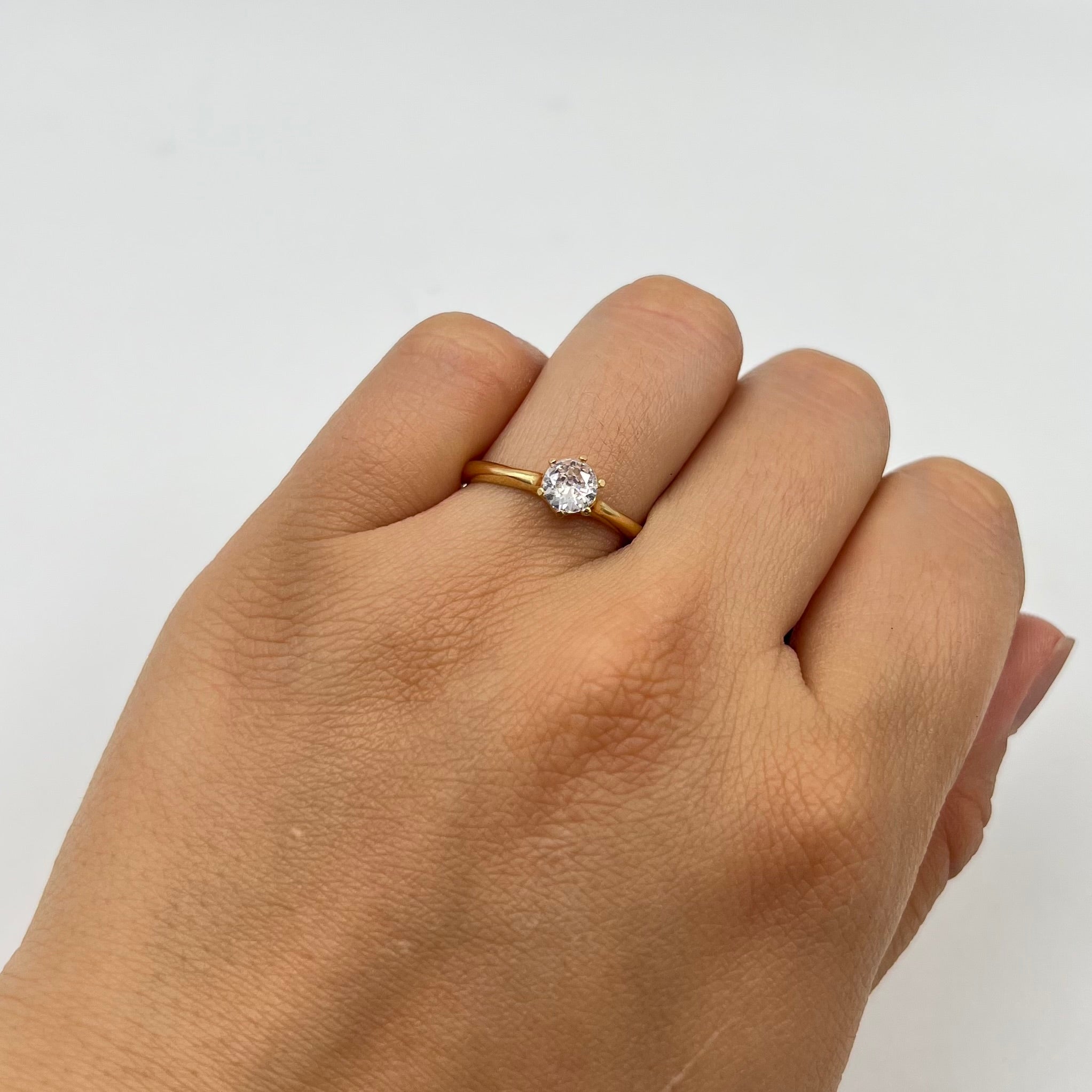 ANILLO SOLITARIO CIRCON BLANCO  ORO AMARILLO 18K / TALLA 7 / 2,15 GR / 4 MM