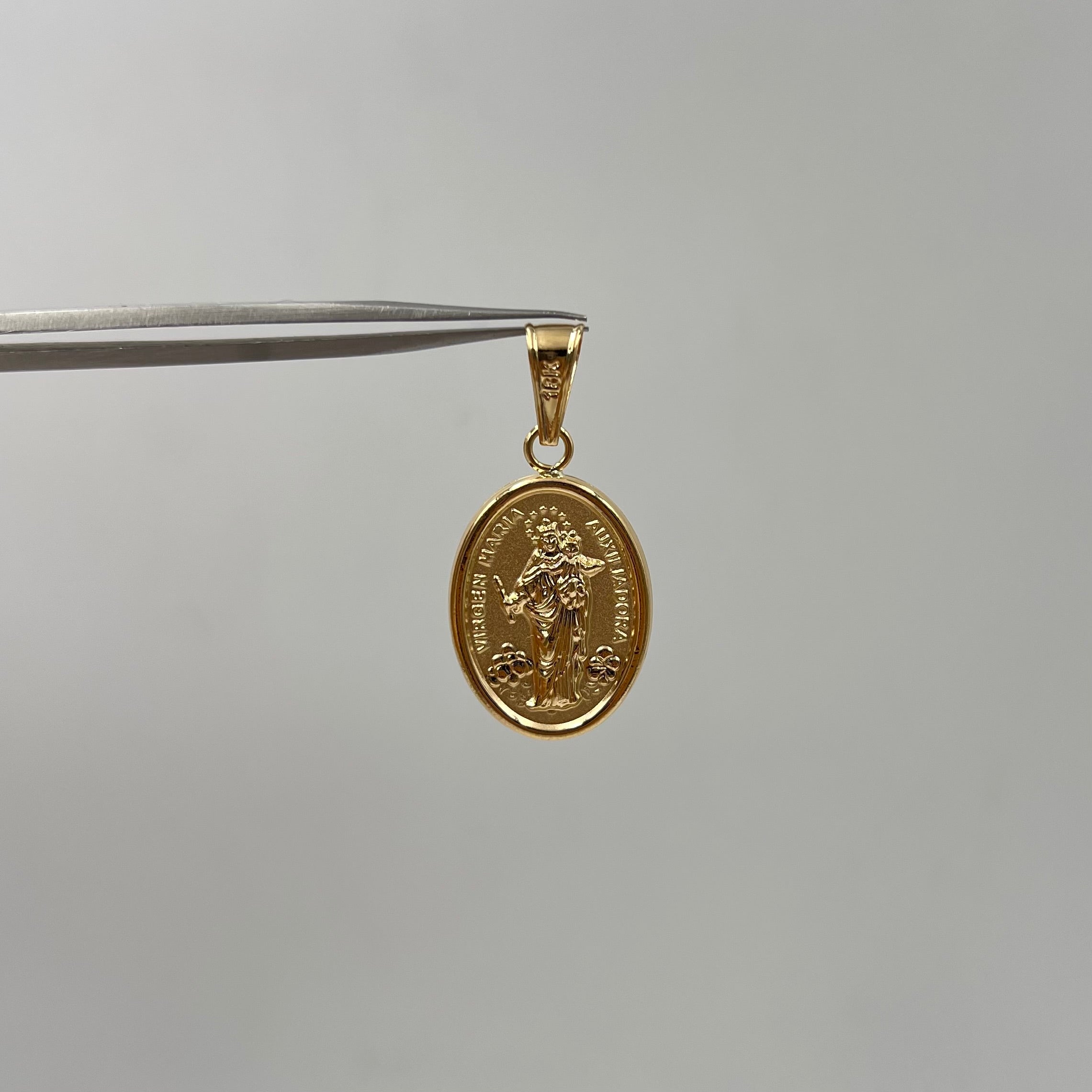 DIJE MARIA AUXILIADORA ORO AMARILLO 18K 2,38 GR / 18 MM / 2,8 CM