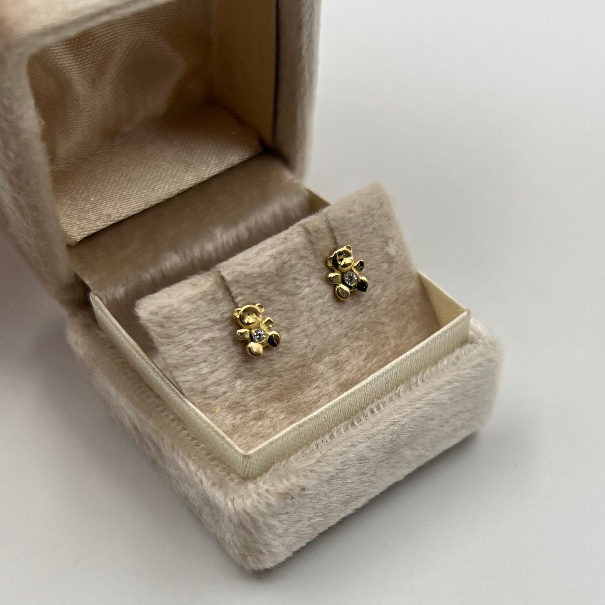 TOPOS OSO CIRCON BLANCO  ORO AMARILLO 18K 0,87 GR / 5 MM