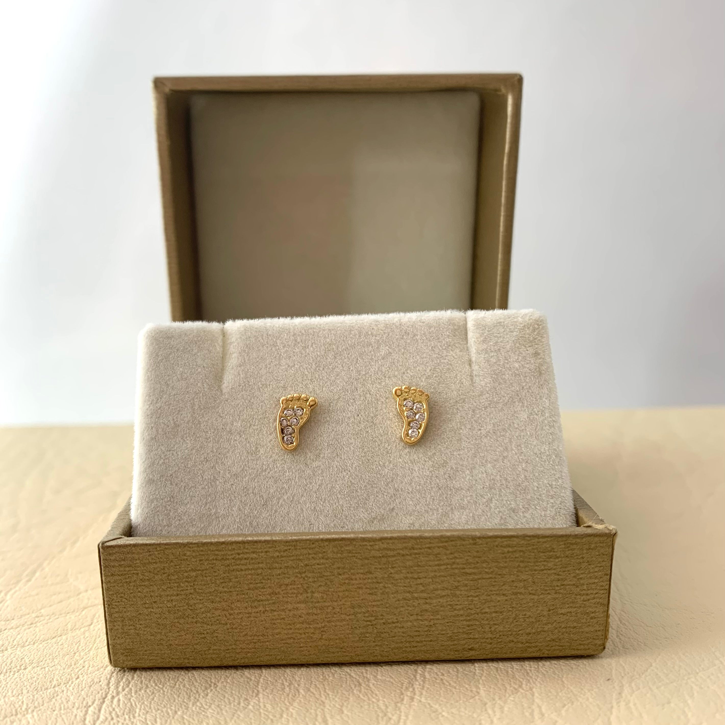 TOPOS PIES CIRCONES BLANCO * ORO AMARILLO 18K 1 GR / 6,9 MM  *