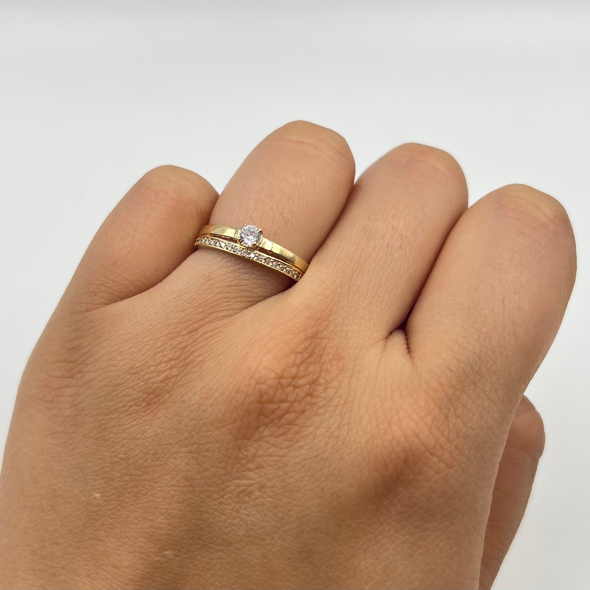 ANILLO COMPROMISO CIRCON  ORO AMARILLO 18K / TALLA 5 3/4 / 2,2 GR / 4 MM