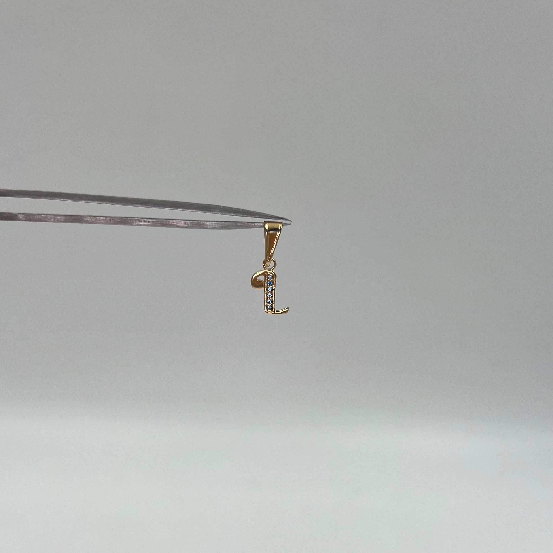 DIJE LETRA L CIRCON BLANCO  ORO AMARILLO 18K 0,55 GR / 5 MM / 1,1 CM