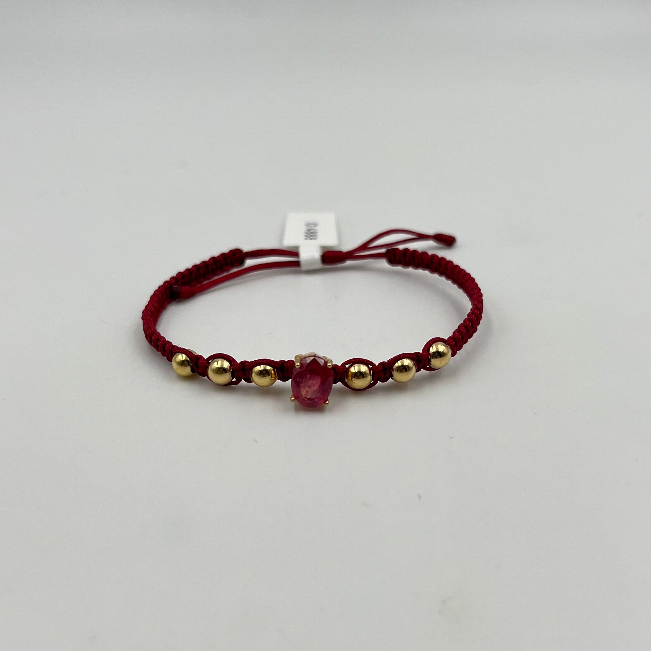 PULSERA TEJIDA VINOTINTO / HERRAJE RUBI 2,5 CT / BOLA LISA  5MM  / 1,98 GR (JOYA)