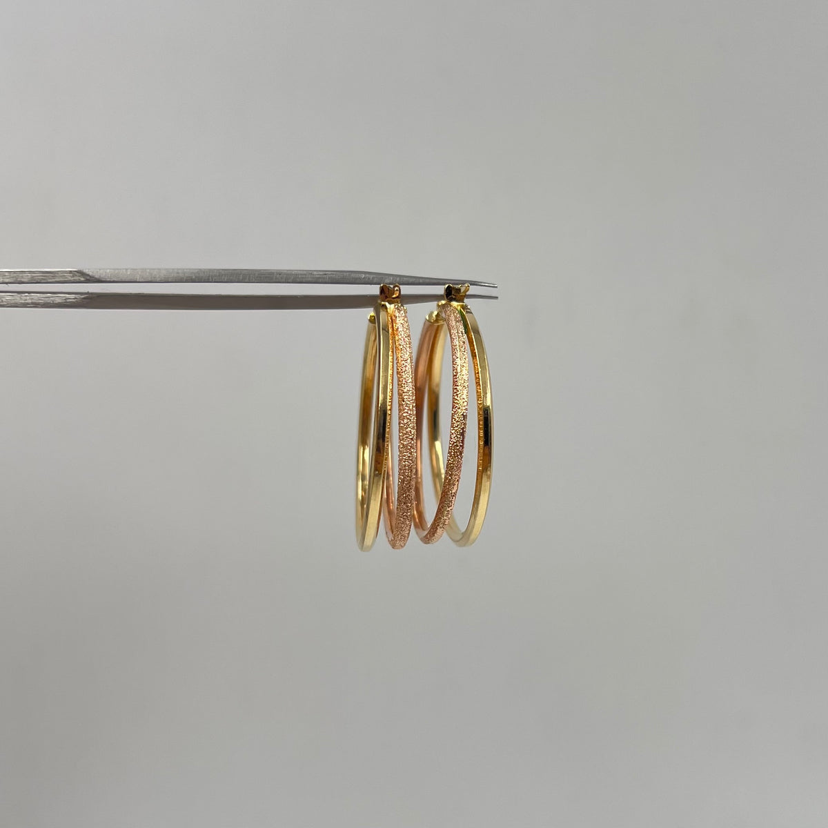 CANDONGA DOBLE MATIZADA  ORO AMARILLO Y ORO ROSA 18K 3,71 GR / 3,5 CM