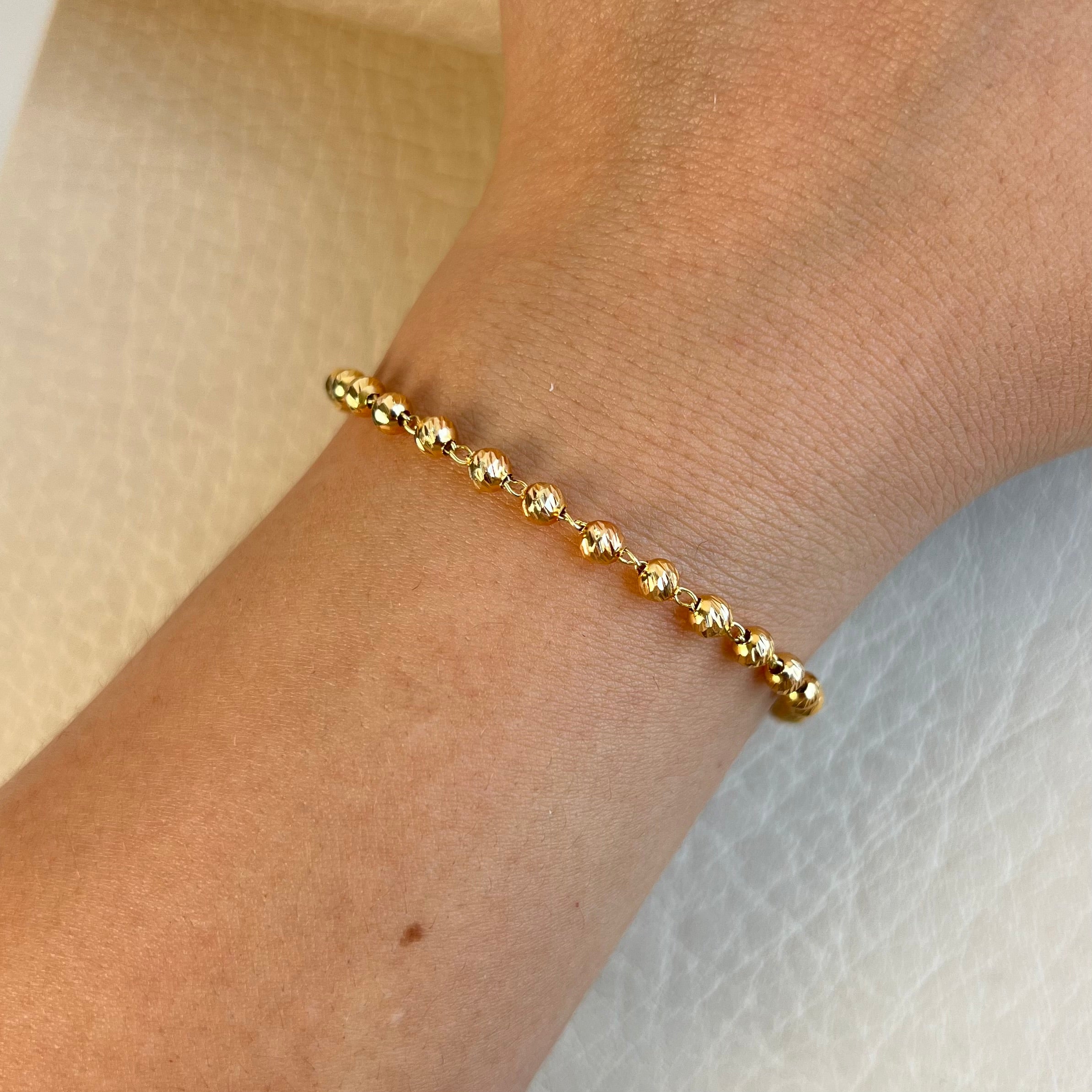 PULSO MILITAR DIAMANTADO  ORO AMARILLO 18K +2 / 3,77 GR / 4 MM / 20 CM