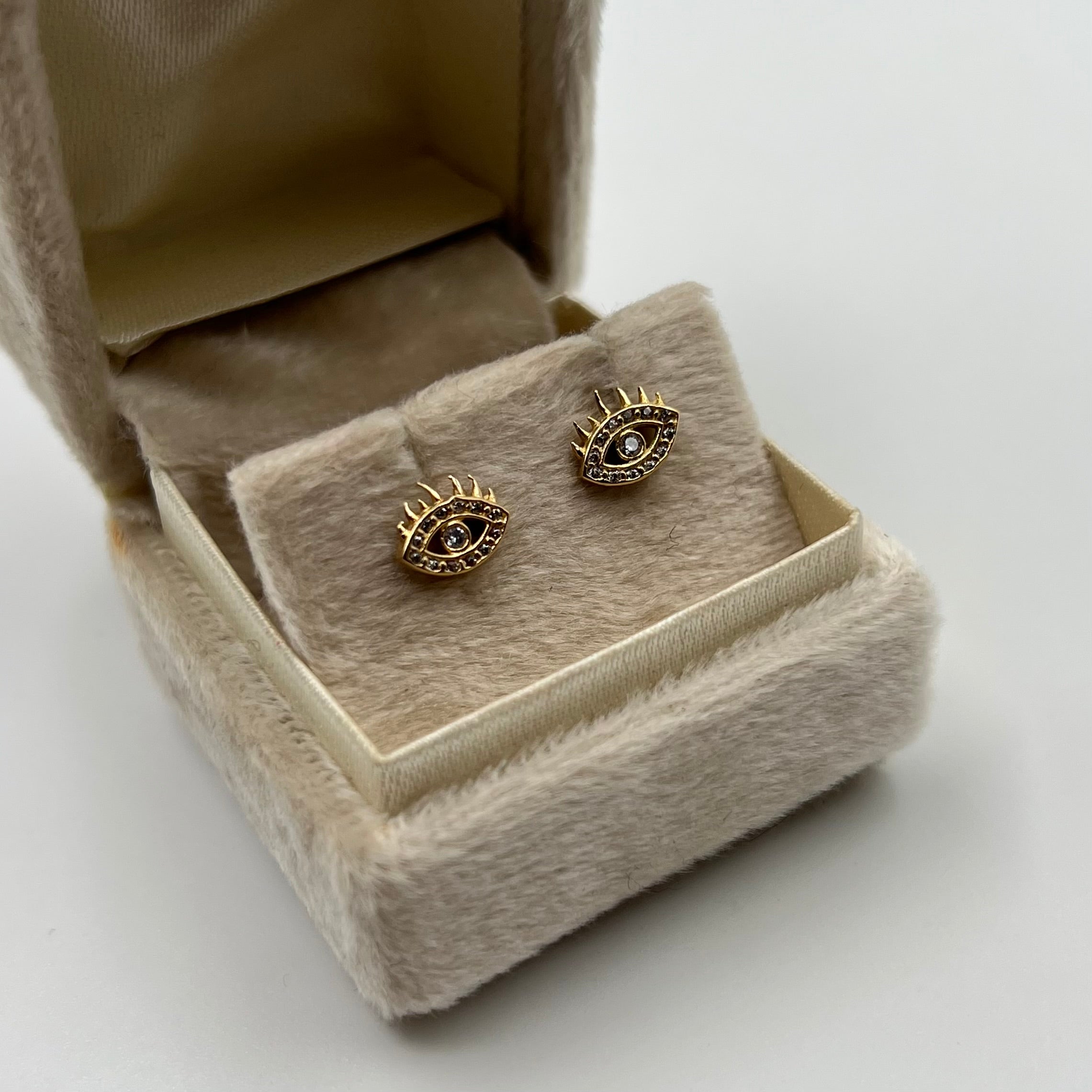 TOPOS OJO TURCO CIRCONES  ORO AMARILLO 18K 1,22 GR / 8 MM