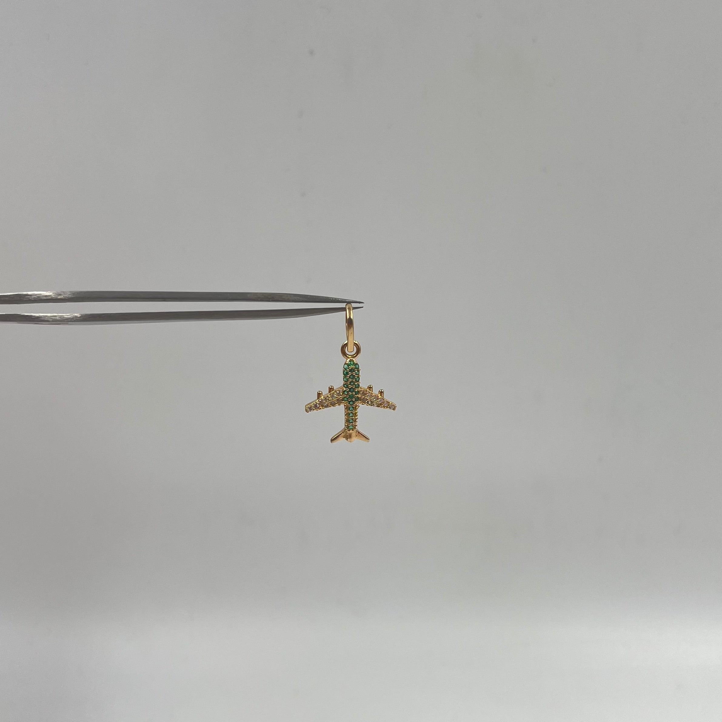 DIJE AVION CIRCONES  ORO AMARILLO 18K 1,43 GR / 7 MM / 2 CM