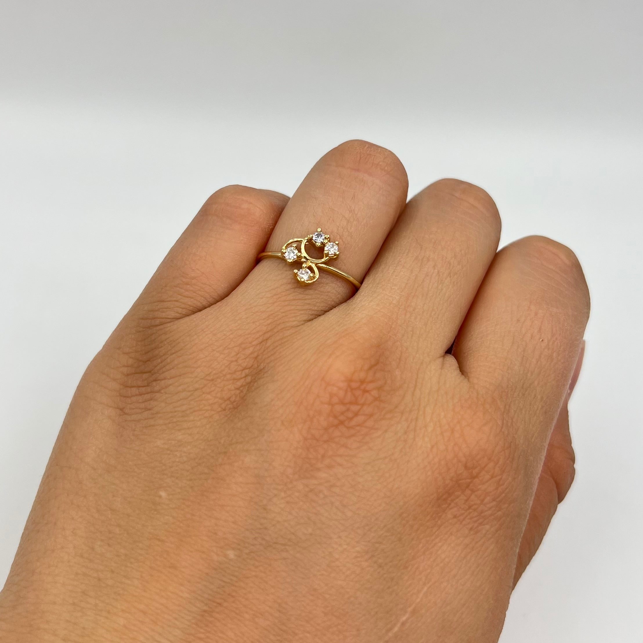 ANILLO CIRCONES BLANCOS ORO AMARILLO 18K / TALLA 6 / 1,28 GR / 1,4 MM