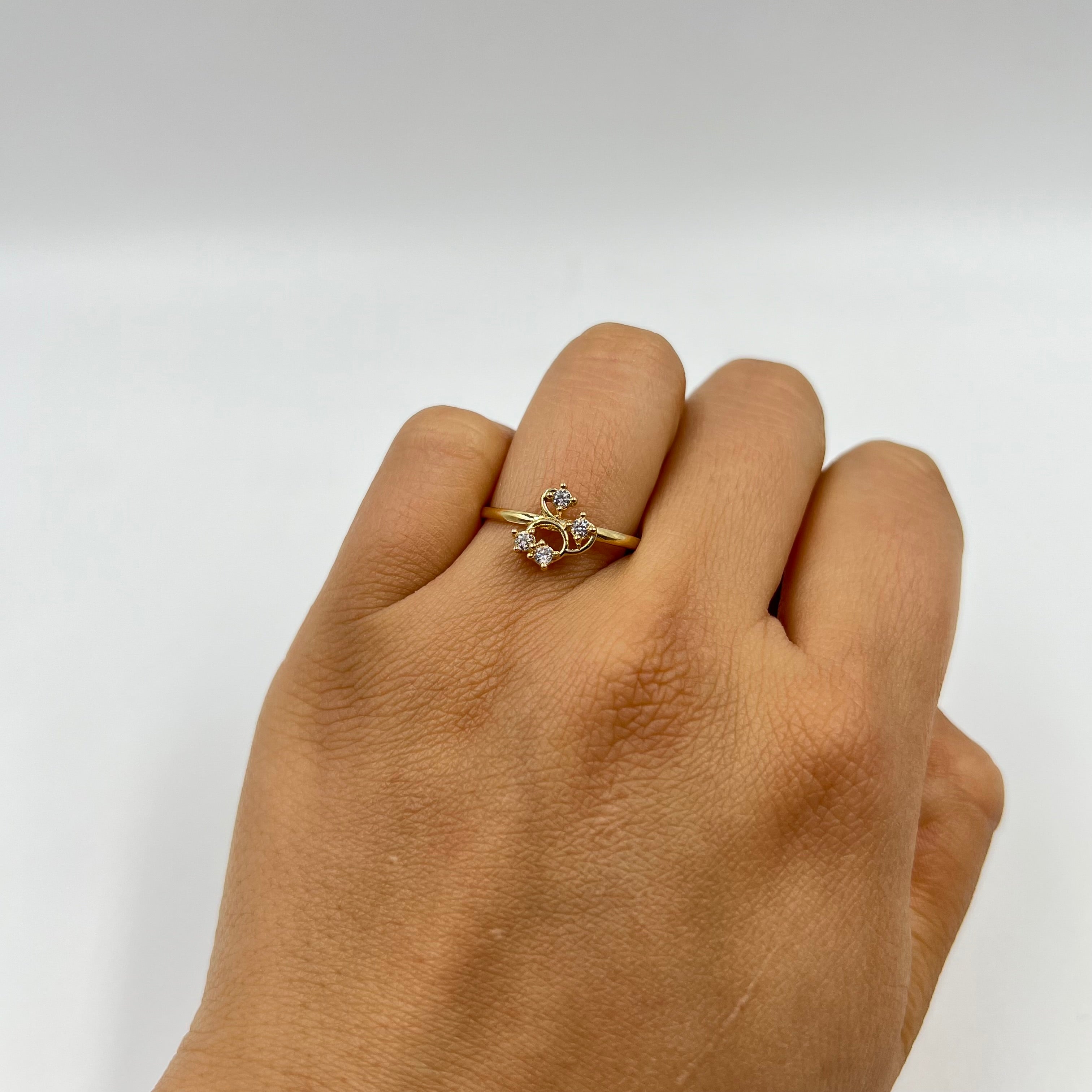 ANILLO FLOR CASTING BLANCO  ORO AMARILLO 18K / TALLA 7 / 1,53 GR / 9 MM