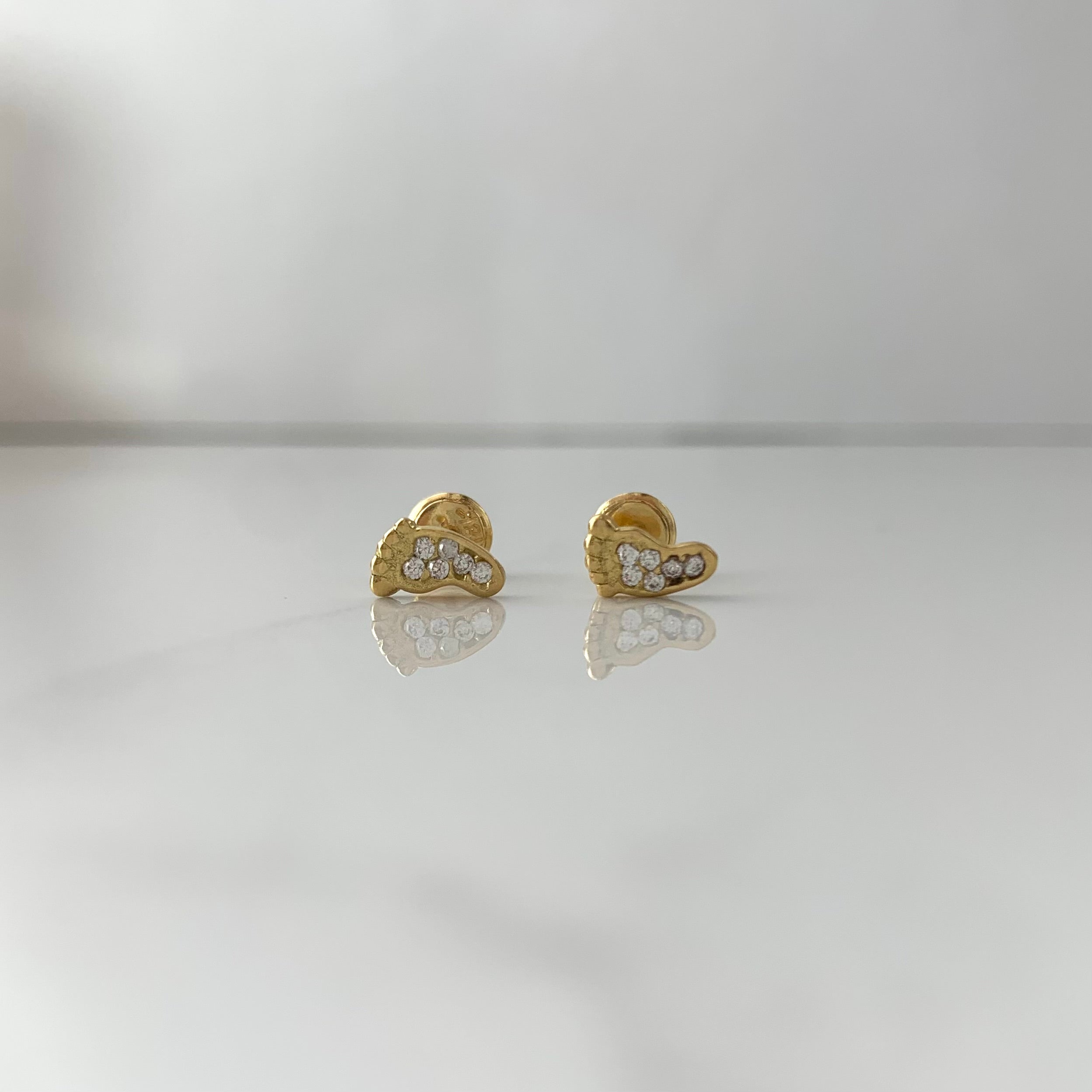 TOPOS PIES CIRCONES BLANCO * ORO AMARILLO 18K 1 GR / 6,9 MM  *