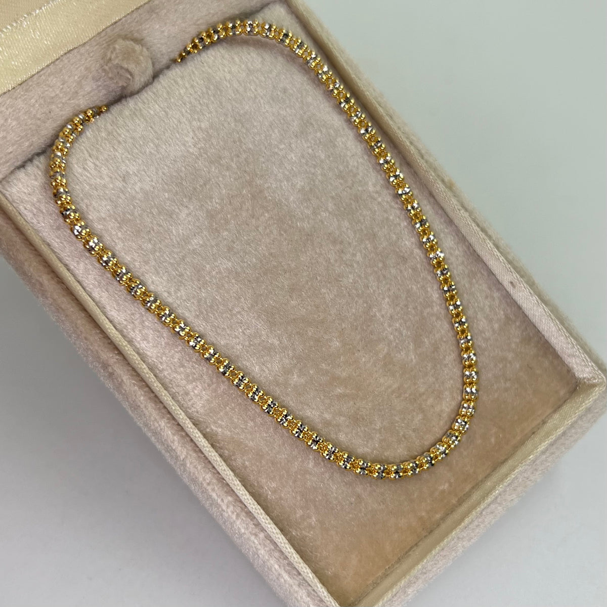 CADENA ITALY ICE ORO AMARILLO Y ORO BLANCO 18K 11 GR / 2,5 MM / 45 CM