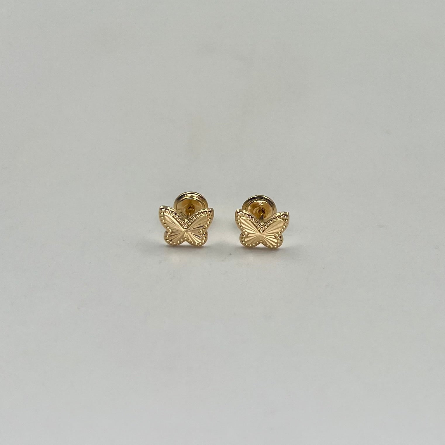 TOPOS MARIPOSA DIAMANTADA  ORO AMARILLO 18K 0,78 GR / 7 MM