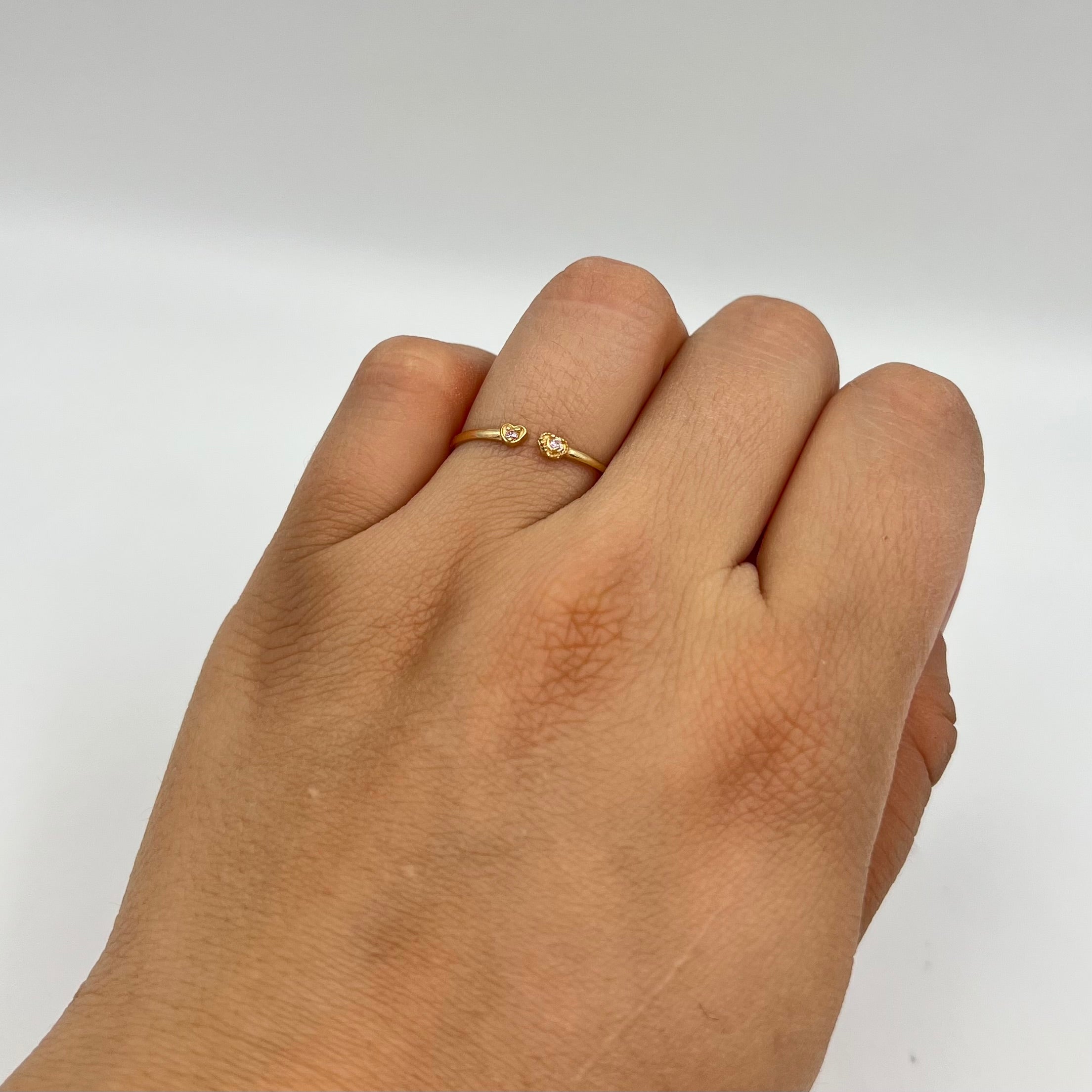 ANILLO CORAZON  DOBLE ORO AMARILLO 18K / TALLA 7 / 0,75 GR / 1,4 MM