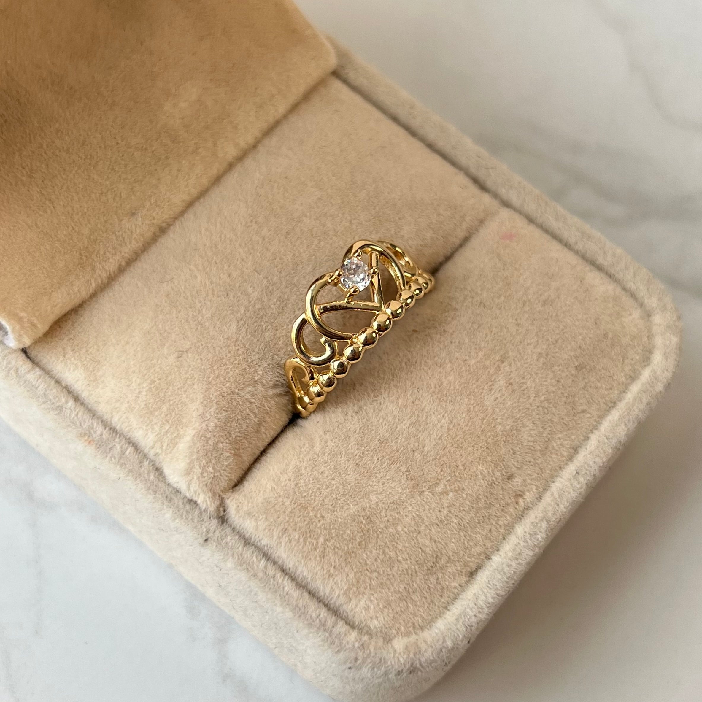 ANILLO ANILLO CORONA CORAZON  ORO AMARILLO 18K / TALLA 6/5 / 2,03 GR / 1,4 MM