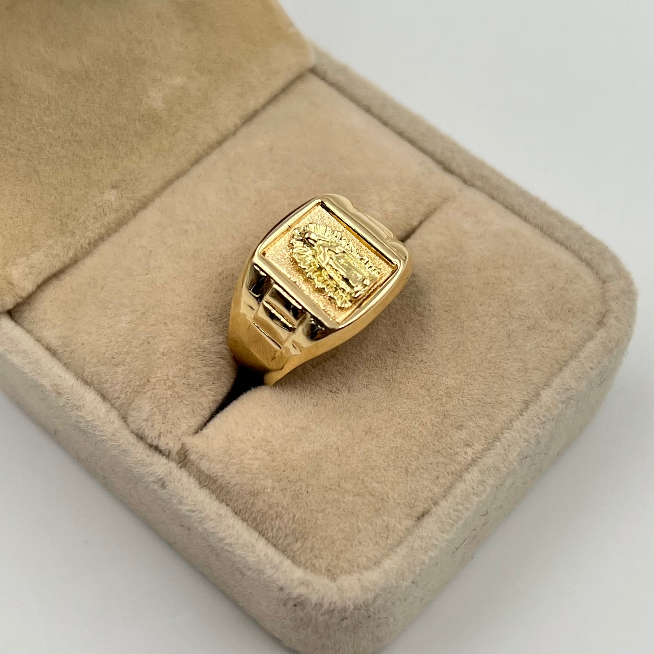ANILLO VIRGEN GUADALUPE ORO AMARILLO 18K / TALLA 9 / 3,14 GR / 19 MM