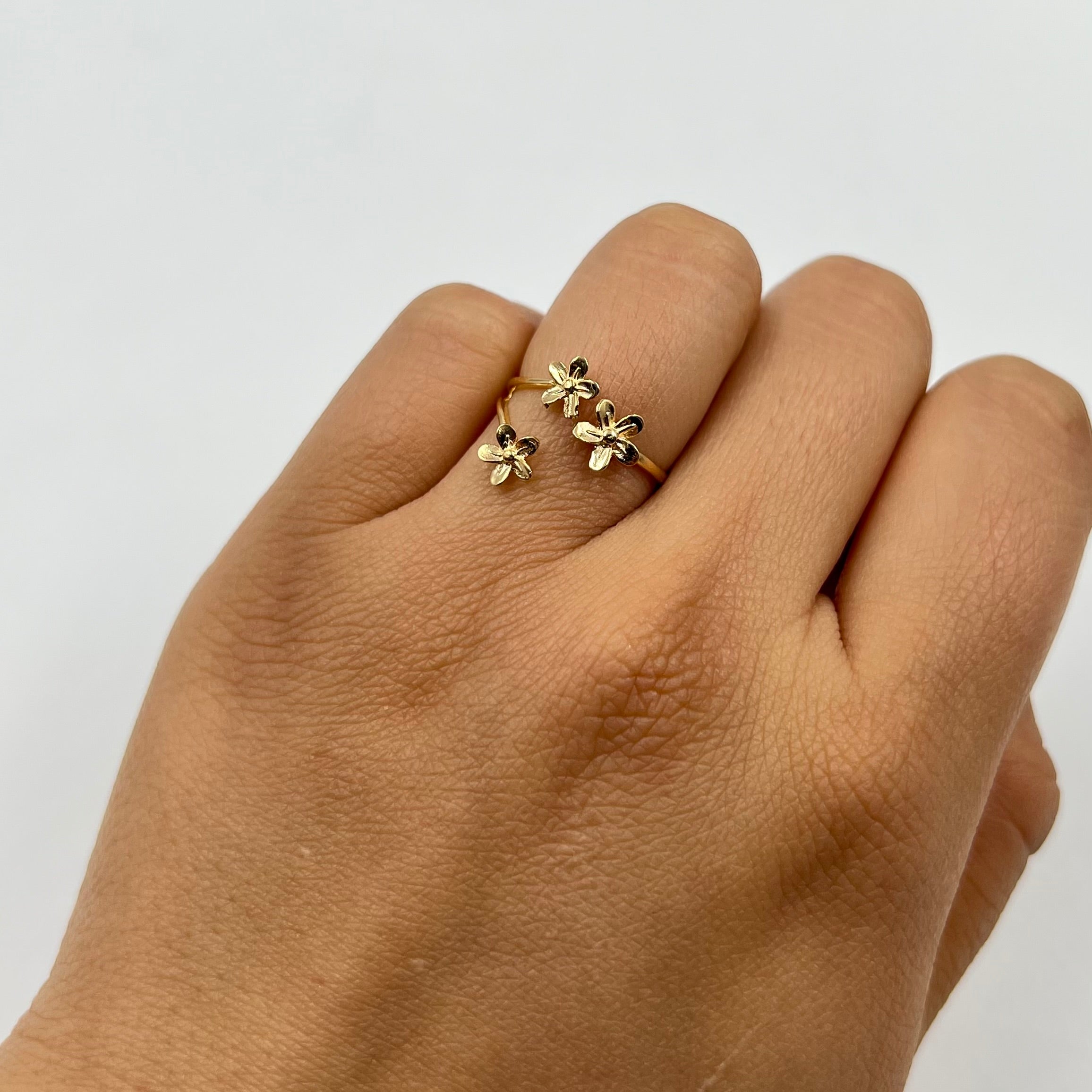 ANILLO FLOR TRIPLE GRADUABLE  ORO AMARILLO 18K / TALLA 0 / 1,15 GR / 6 MM