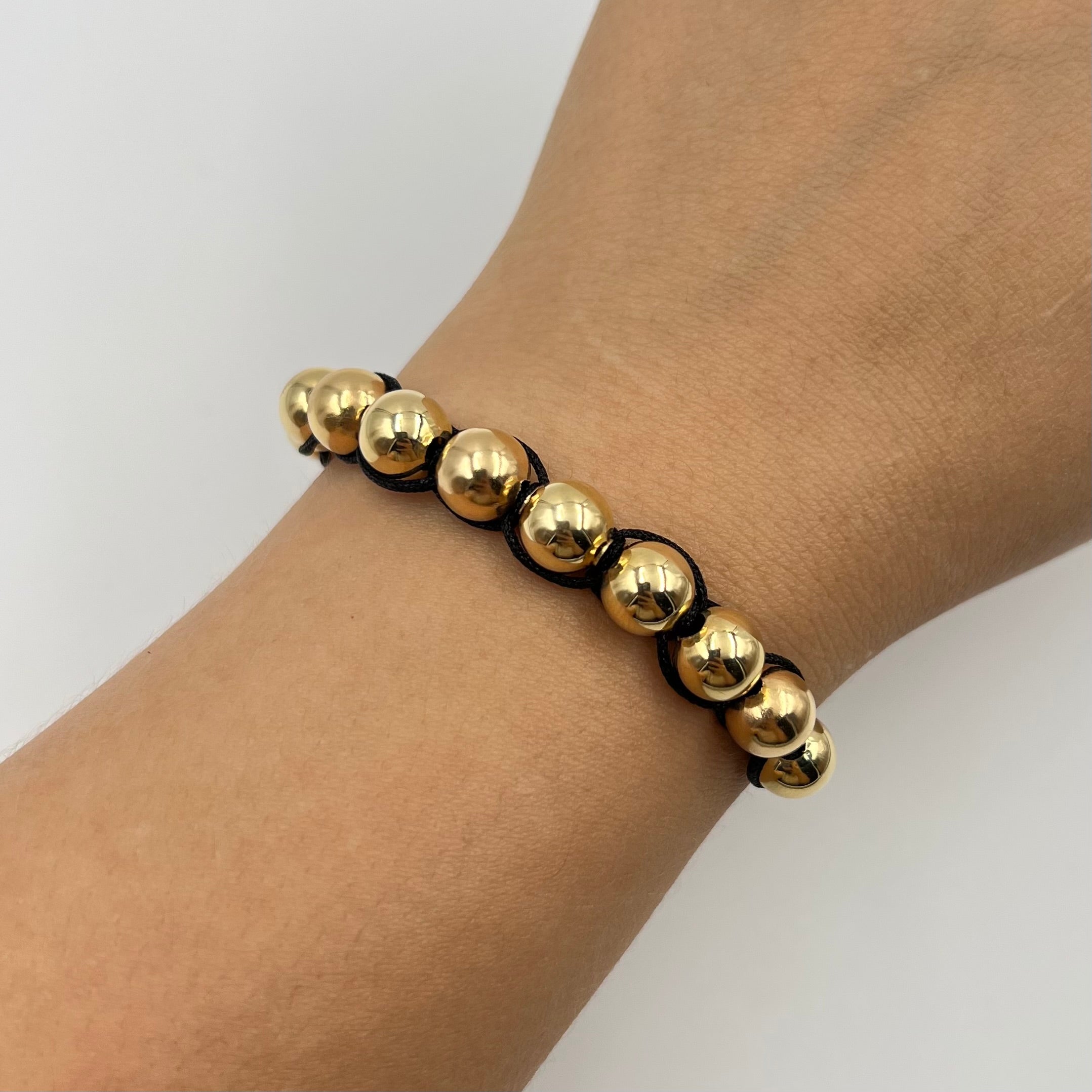 PULSERA TEJIDA NEGRA / BOLA LISA 8MM