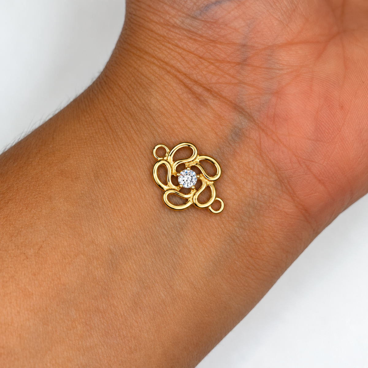 HERRAJE FLOR CIRCON BLANCO ORO AMARILLO 18K 0,69 GR / 1,6 CM