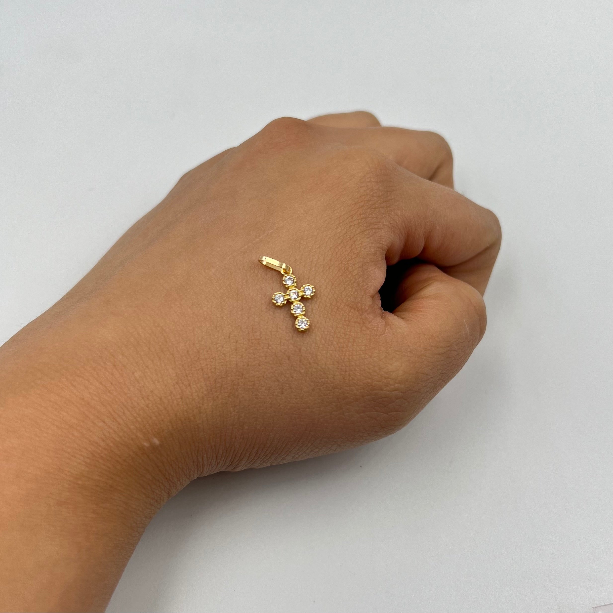 DIJE CRUZ CASTING CIRCULAR BLANCO  ORO AMARILLO 18K +1 / 0,69 GR / 3 MM / 1,4 CM