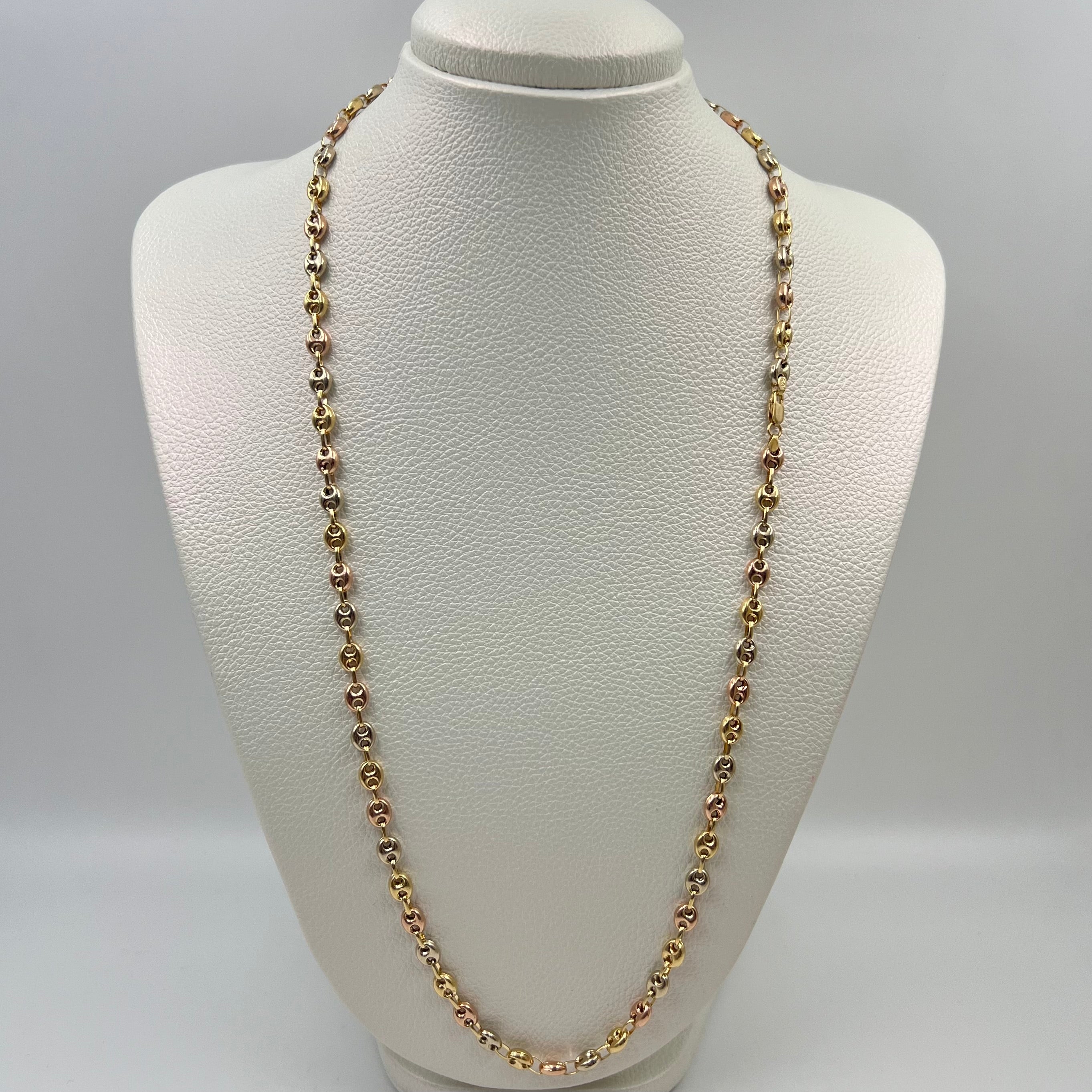 CADENA GC  BROCHE ITALY TRES OROS 18K 12,18 GR / 5,4 MM / 60 CM