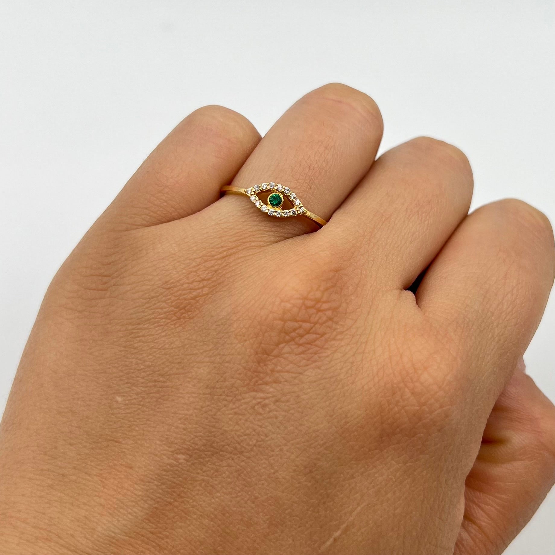 ANILLO OJO TURCO CIRCONES  ORO AMARILLO 18K / TALLA 7 / 1,47 GR / 5 MM