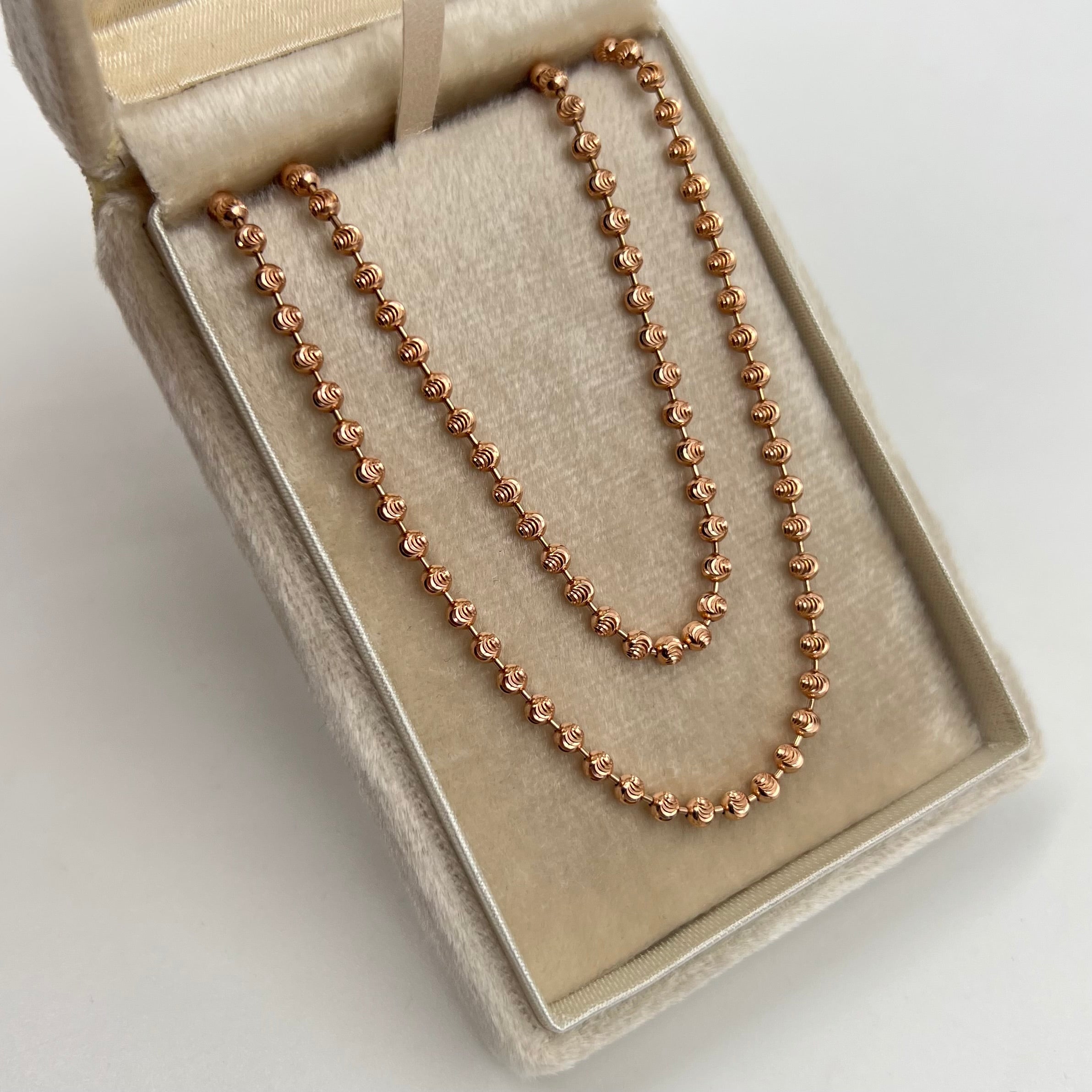 CADENA ITALY MILITAR DIAMANTADA  ORO ROSA 18K +3 / 15,86 GR / 3 MM / 60 CM