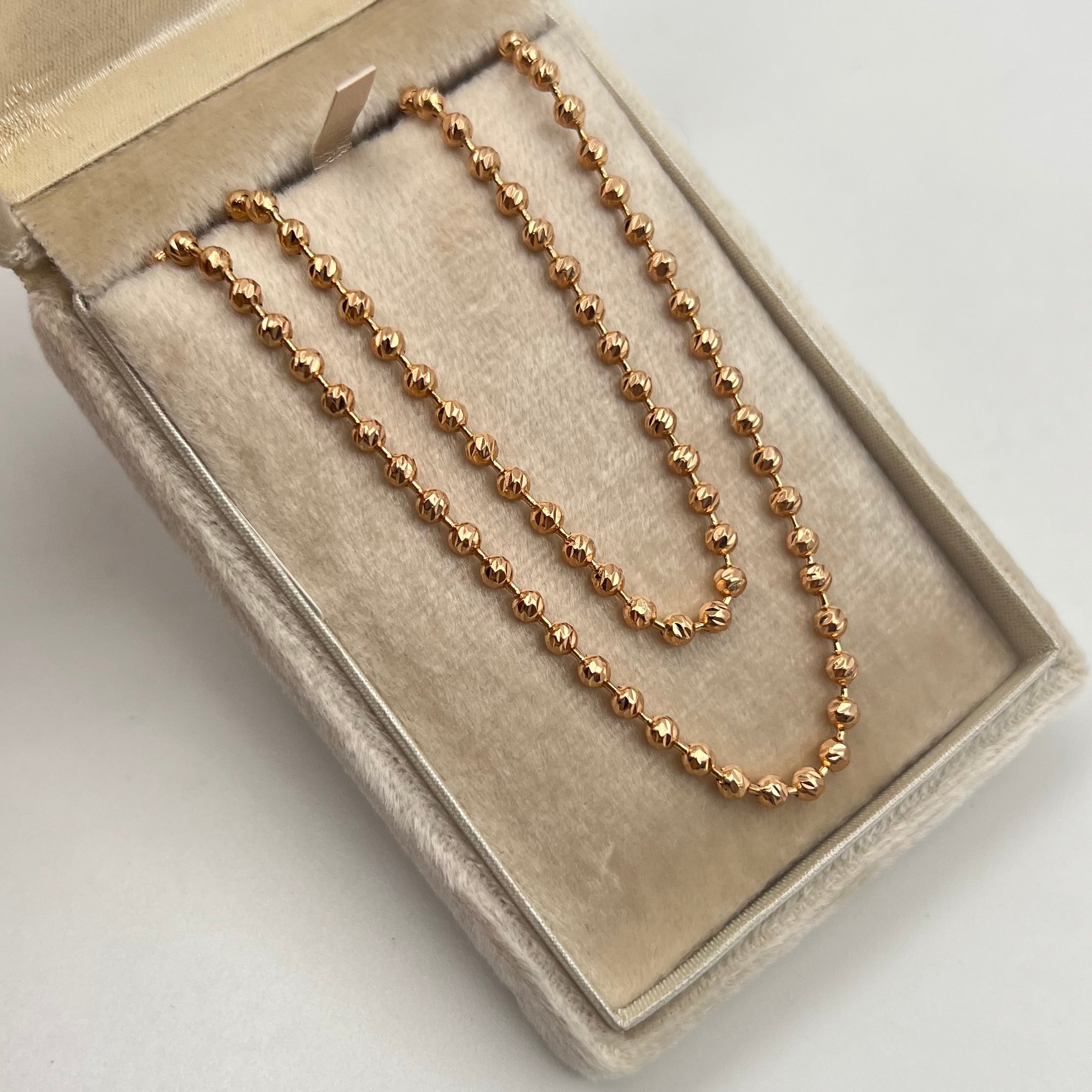 CADENA MILITAR DIAMANTADA ORO ROSA 18K 19,13 GR / 3 MM / 60 CM