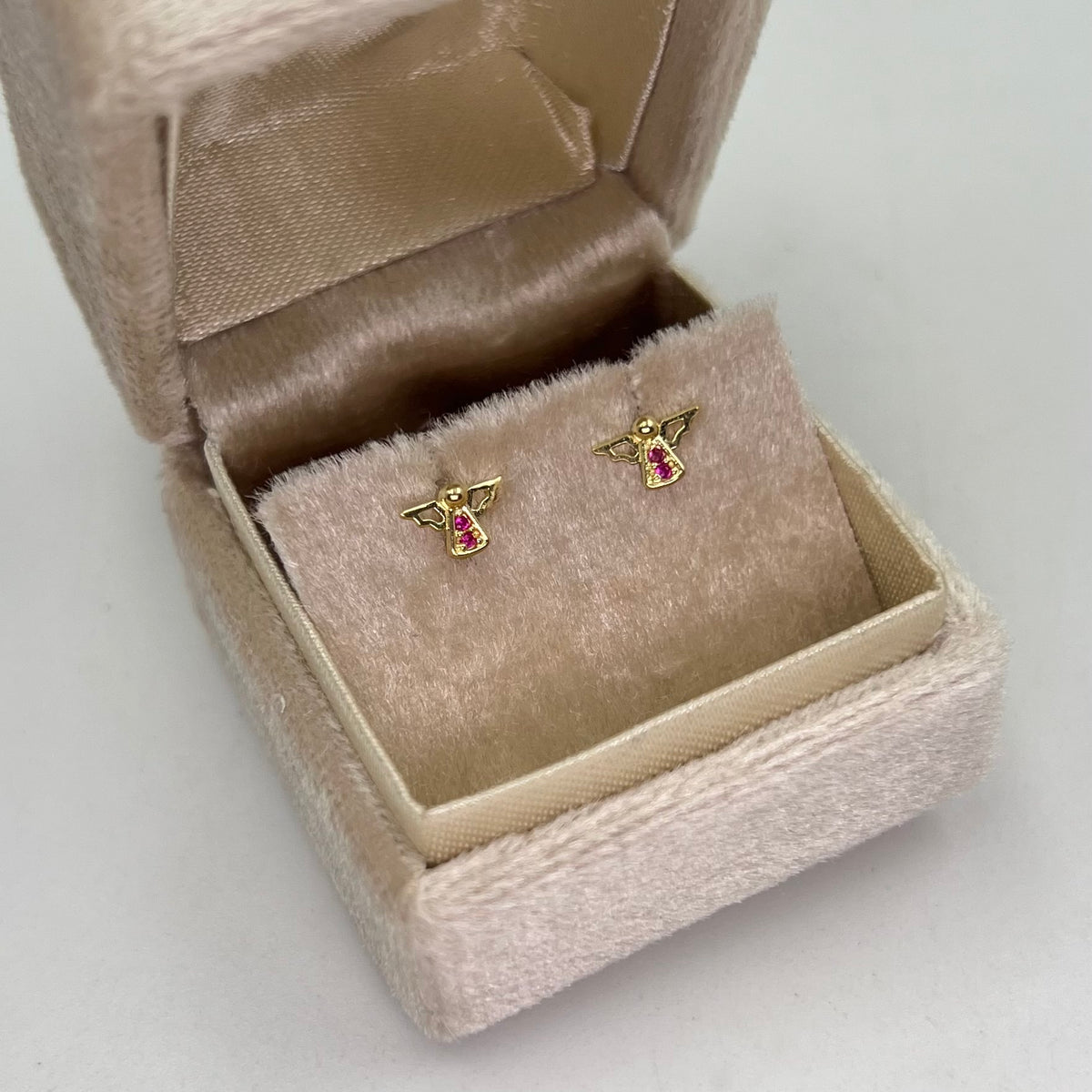 TOPOS ANGEL CIRCONES FUCSIA ORO AMARILLO 18K 0,70 GR / 7 MM