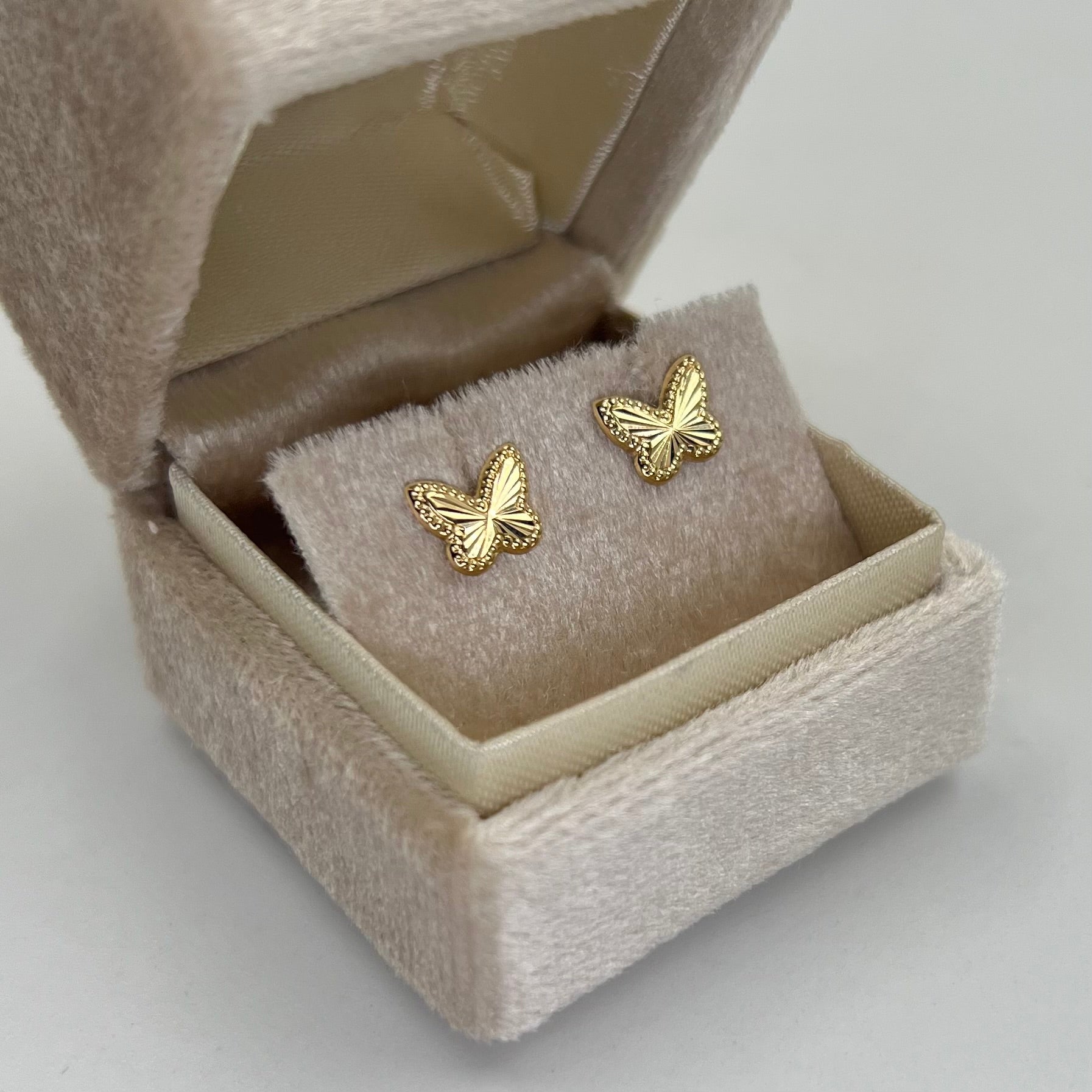 TOPOS MARIPOSA DIAMANTADA  ORO AMARILLO 18K 0,78 GR / 7 MM