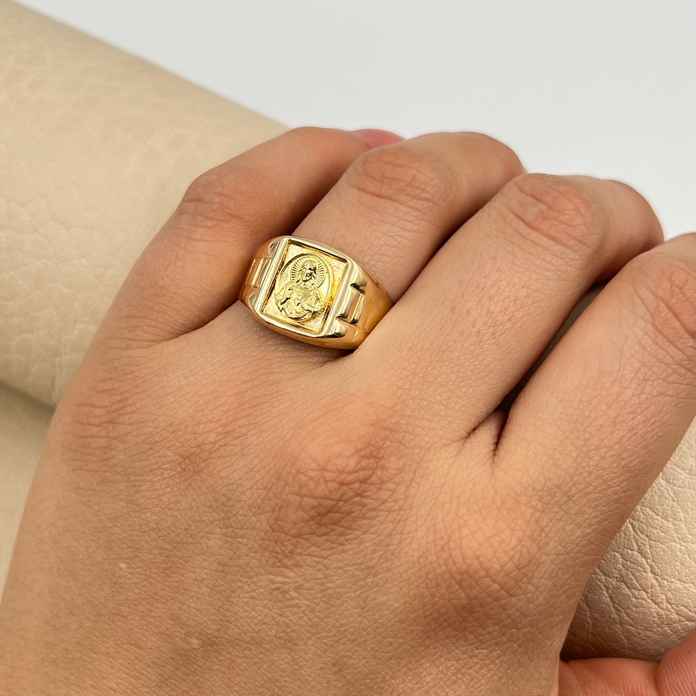 ANILLO JESUCRISTO ORO AMARILLO 18K / TALLA 10 / 3,22 GR / 20 MM