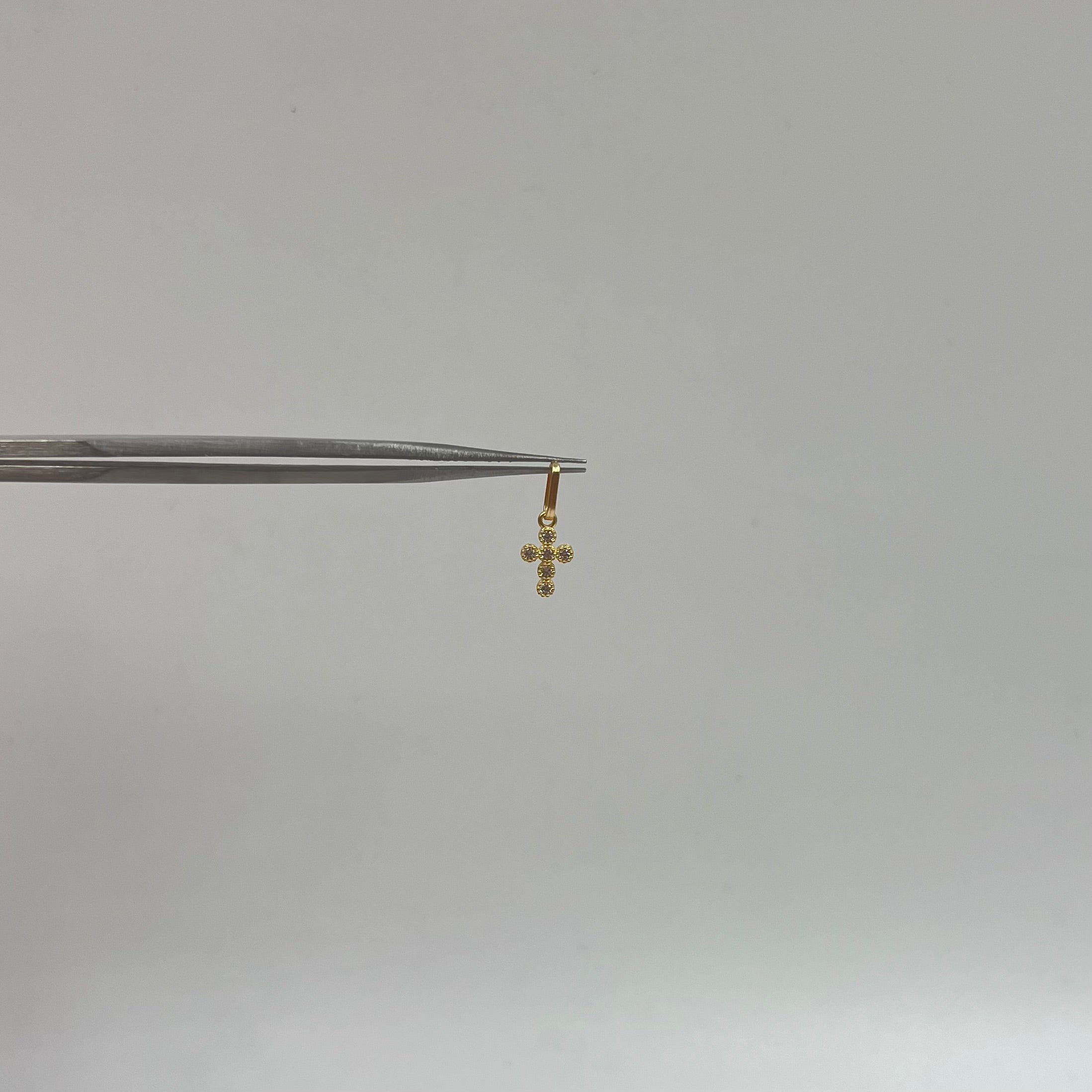 DIJE CRUZ MINI CASTING CIRCULAR BLANCO  ORO AMARILLO 18K +1 / 0,35 GR / 1,9 MM / 1 CM