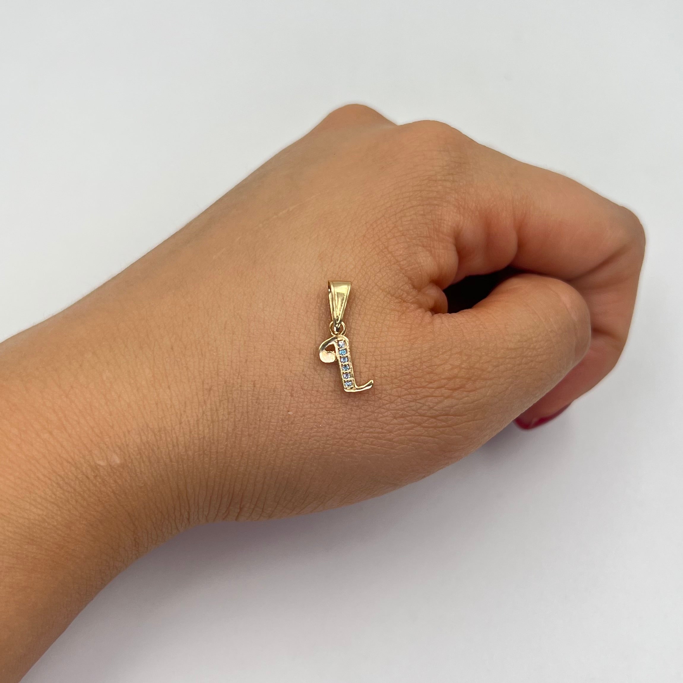 DIJE LETRA L CIRCON BLANCO  ORO AMARILLO 18K 0,55 GR / 5 MM / 1,1 CM