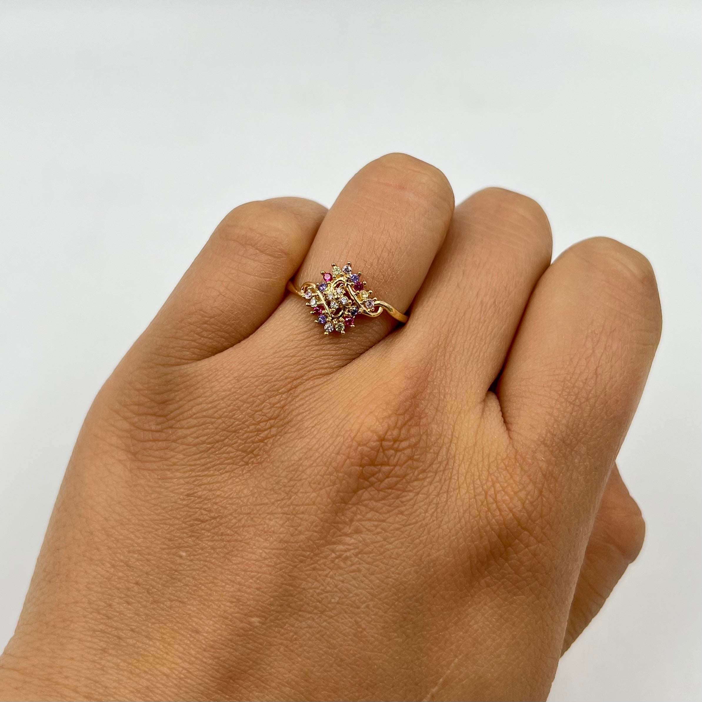 ANILLO FLOR CASTING COLORES  ORO AMARILLO 18K / TALLA 7 / 1,78 GR / 11 MM