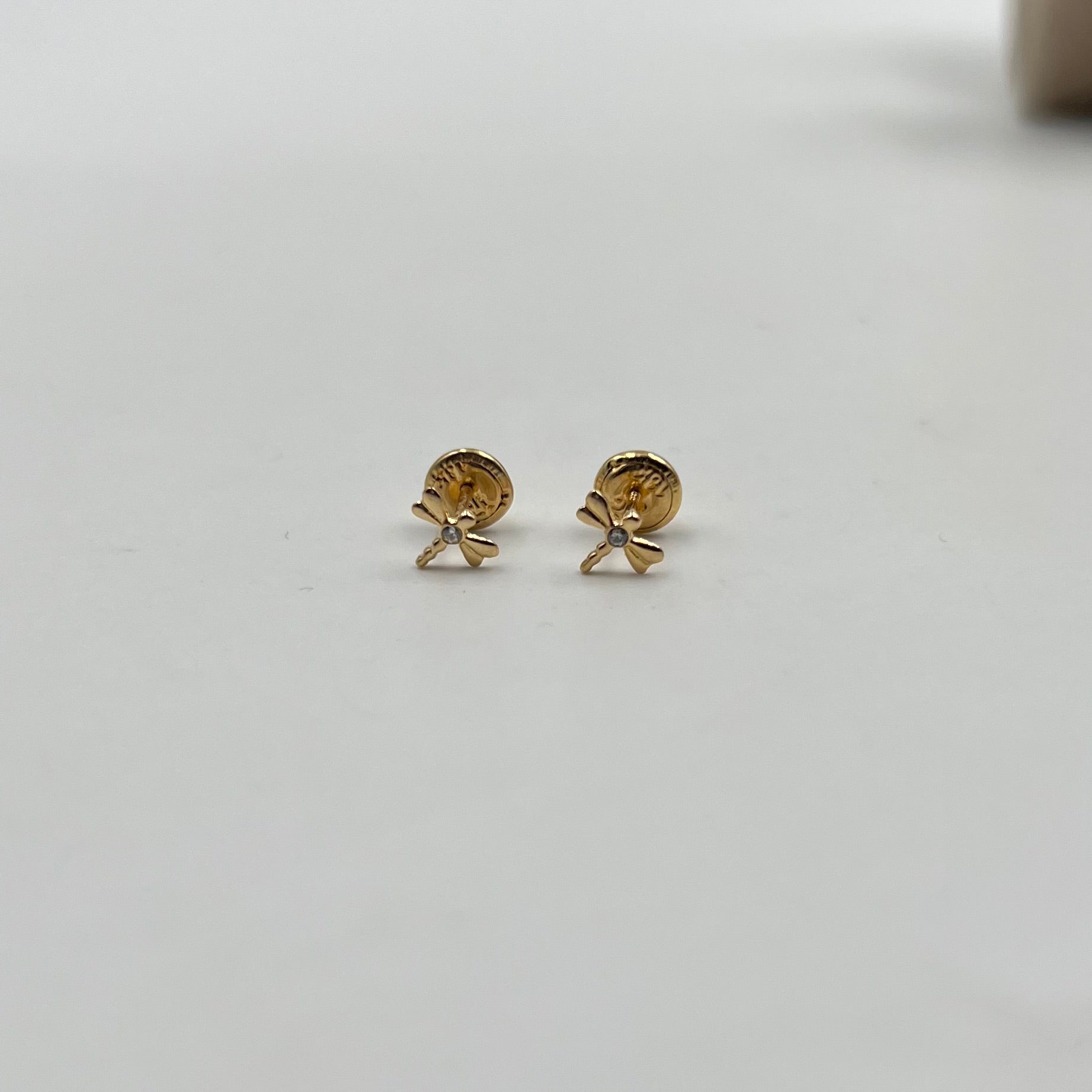 TOPOS LIBELULA CIRCON BLANCO  ORO AMARILLO 18K 0,59 GR / 5 MM