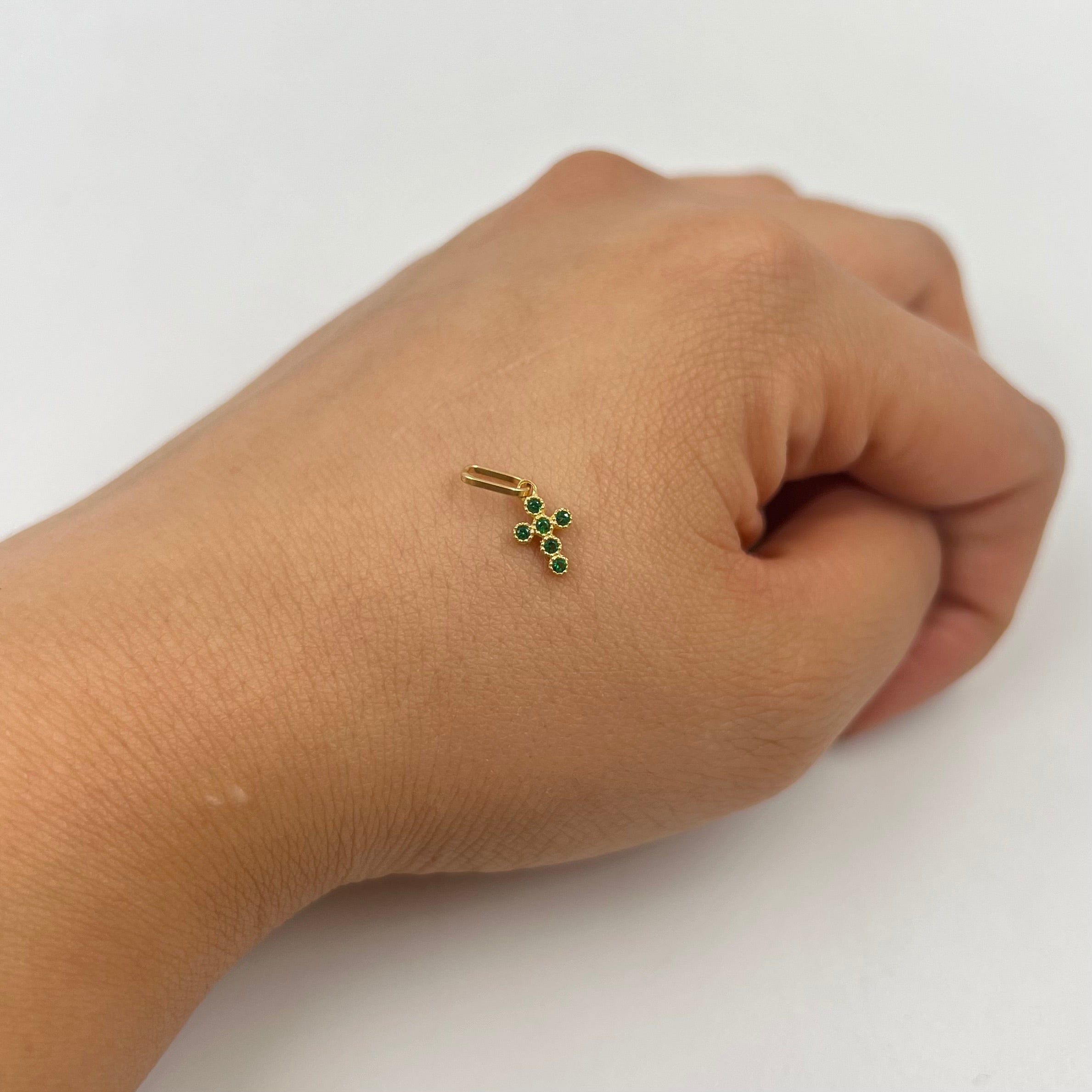 DIJE CRUZ MINI CIRCULAR CASTING VERDE  ORO AMARILLO 18K +1 / 0,34 GR / 2 MM / 0,9 CM