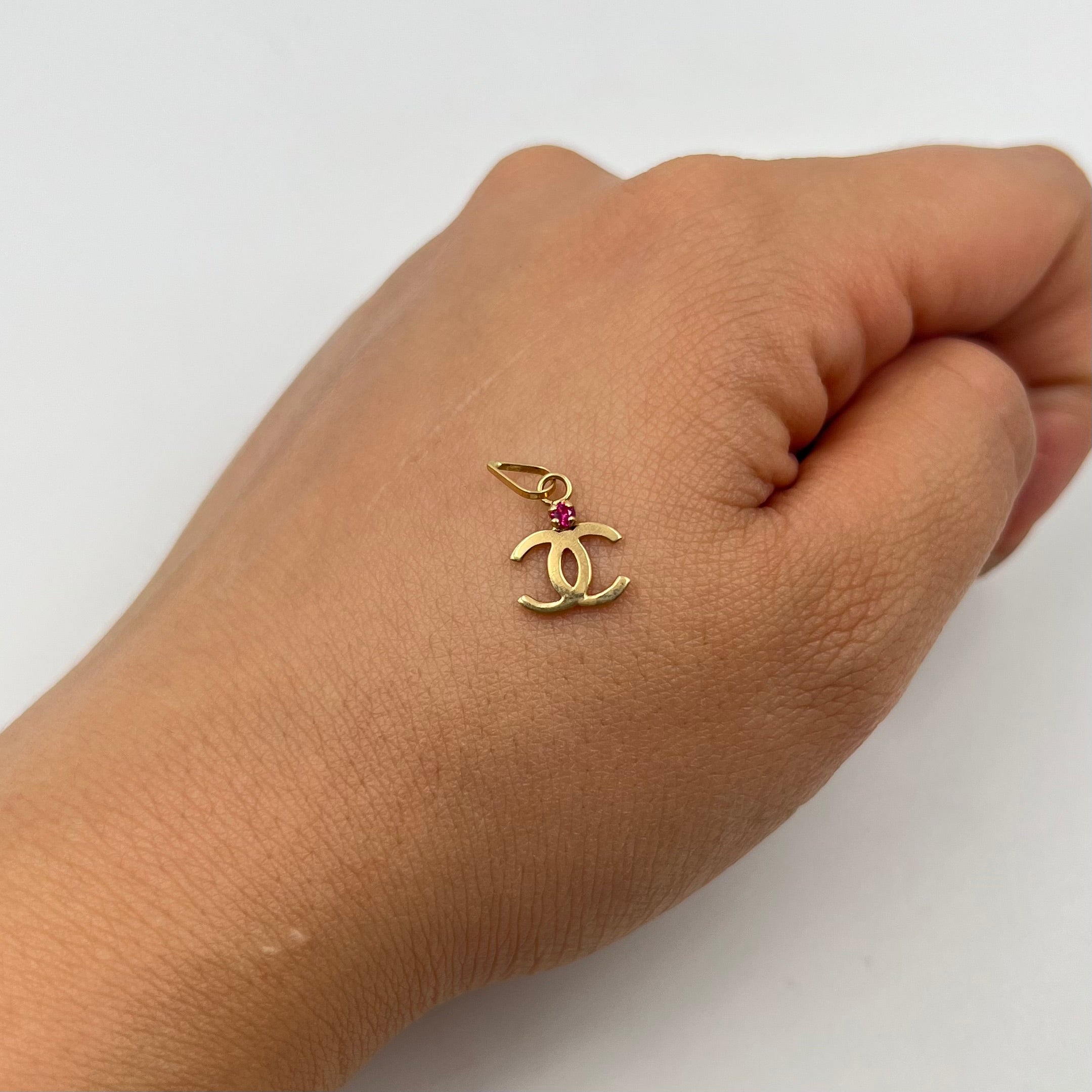 DIJE CH CIRCON ROSA ORO AMARILLO 18K 0,36 GR / 9 MM / 1,1 CM